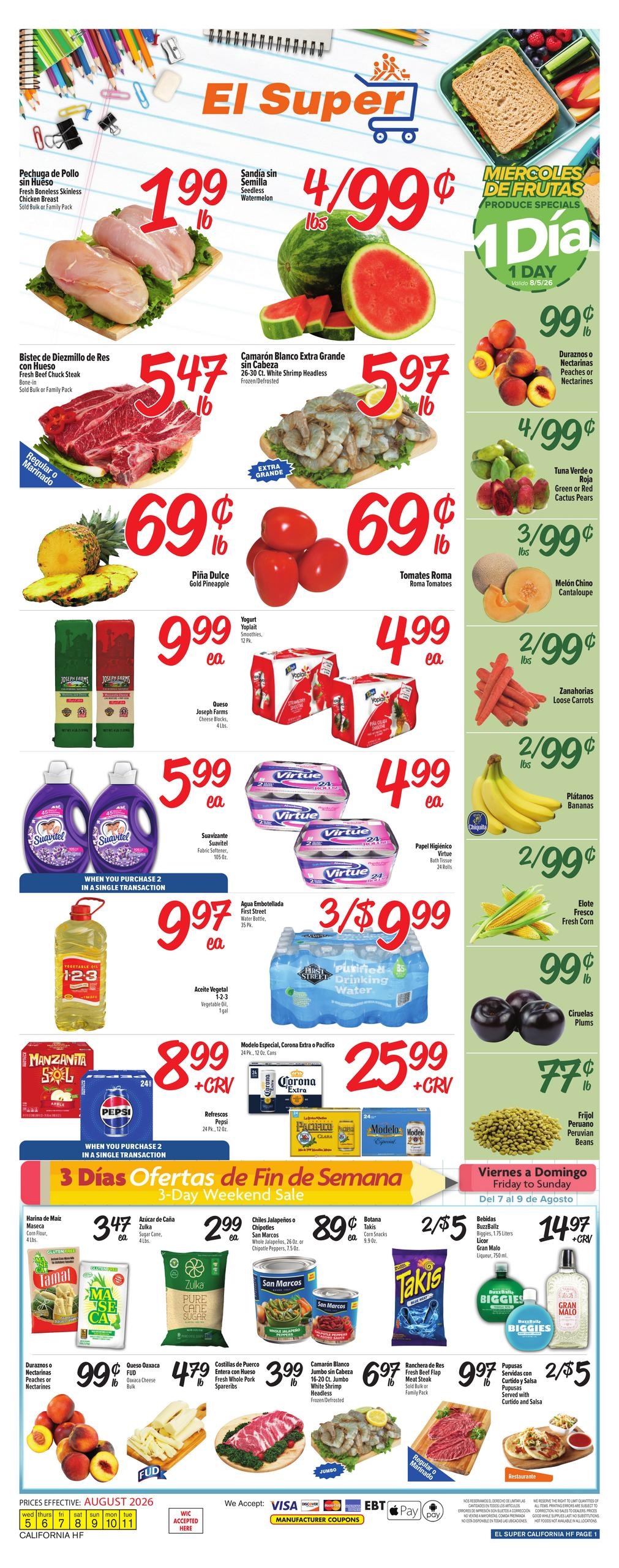 El Super (Adelanto Area, CA) Weekly Ad August 5 - 11, 2026