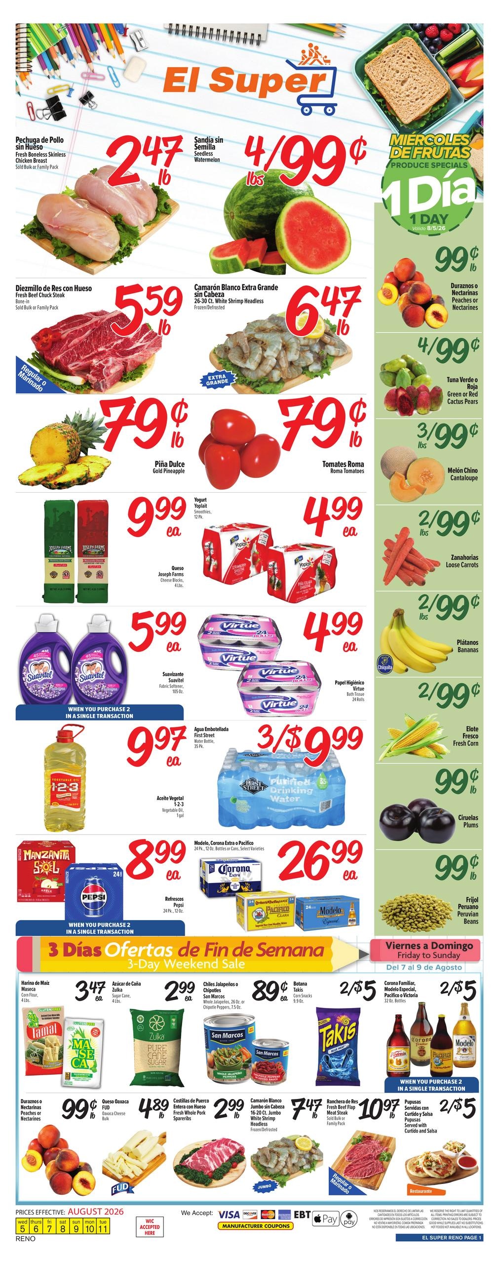 El Super (Sparks–Reno Area, CA–NV) Weekly Ad August 5 - 11, 2026