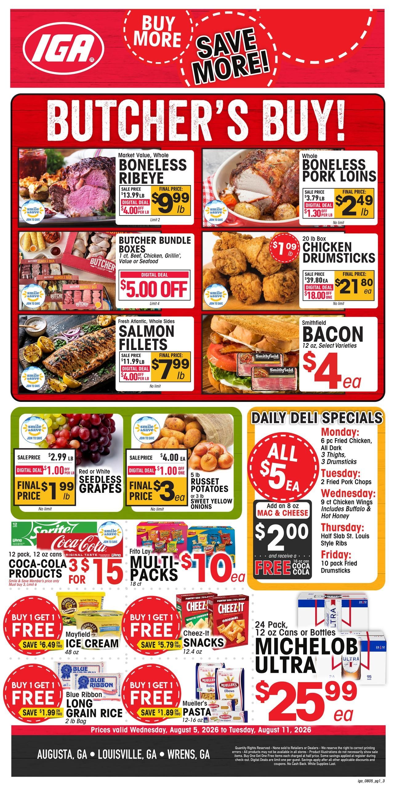 IGA Southeast (Augusta–Macon Area, GA) Weekly Ad August 5 - 11, 2026