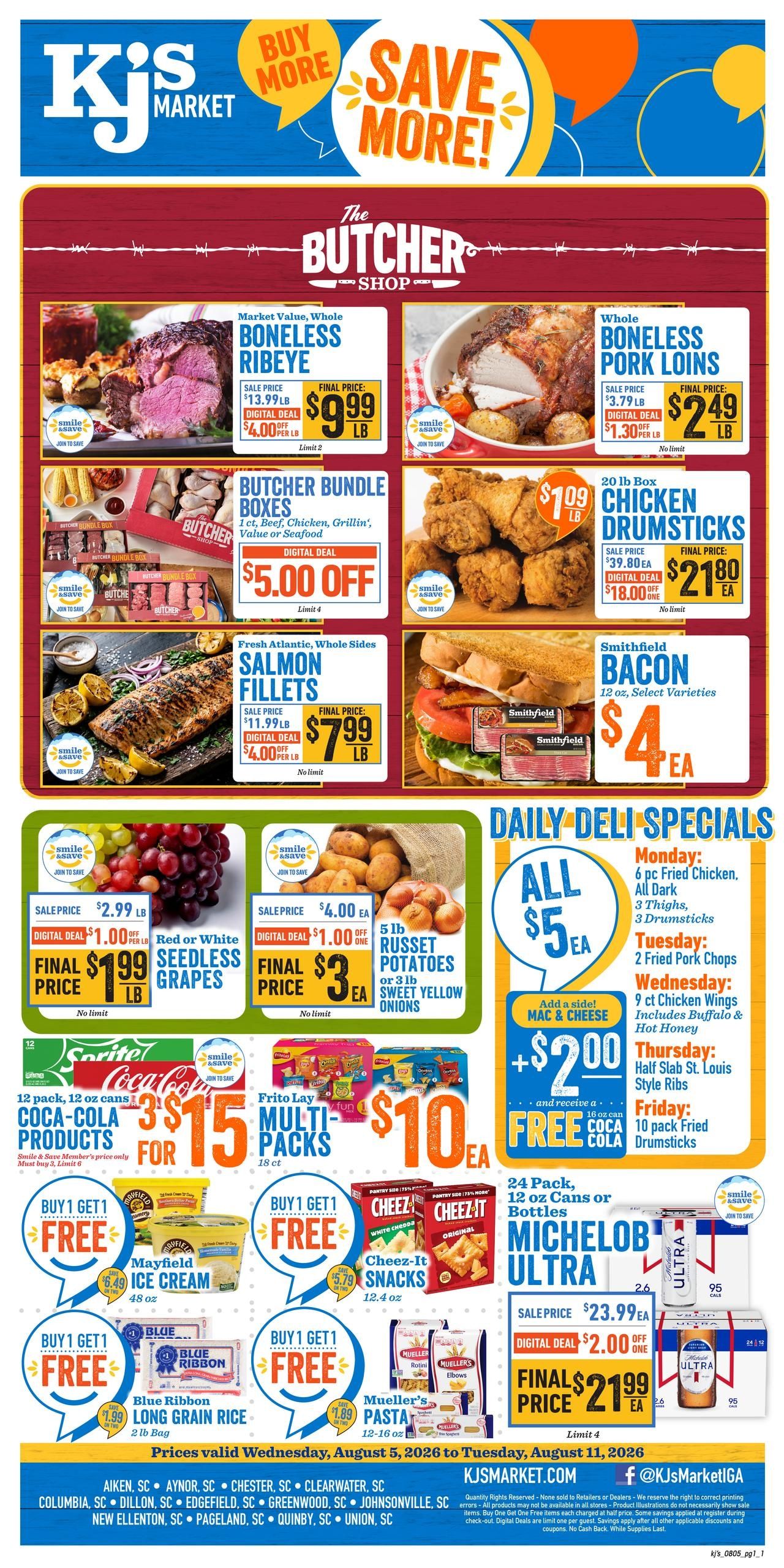 Kj’s Market (Augusta Area, GA) Weekly Ad August 5 - 11, 2026