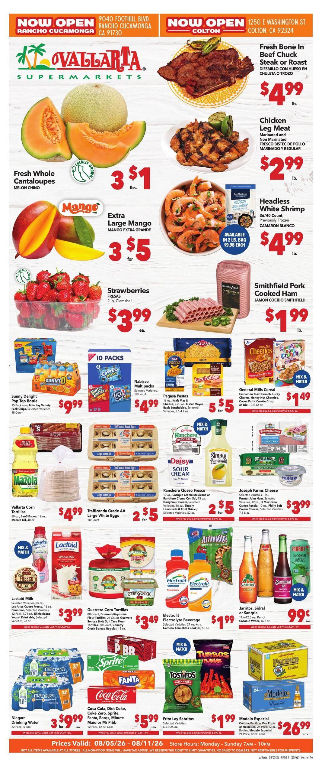 Vallarta Supermarkets (Chino Area, CA) Grocery Savings Weekly Ad August 5 - 11, 2026