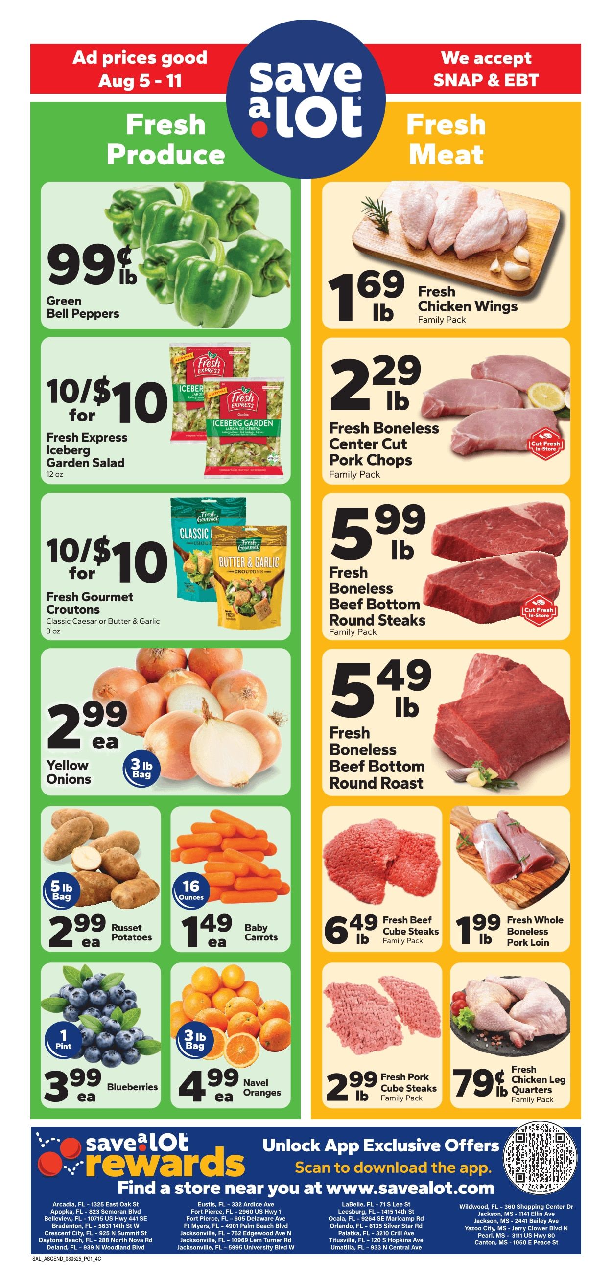 Save a Lot Food Stores (Arcadia and other locations, FL) Weekly Ad August 5 - 11, 2026