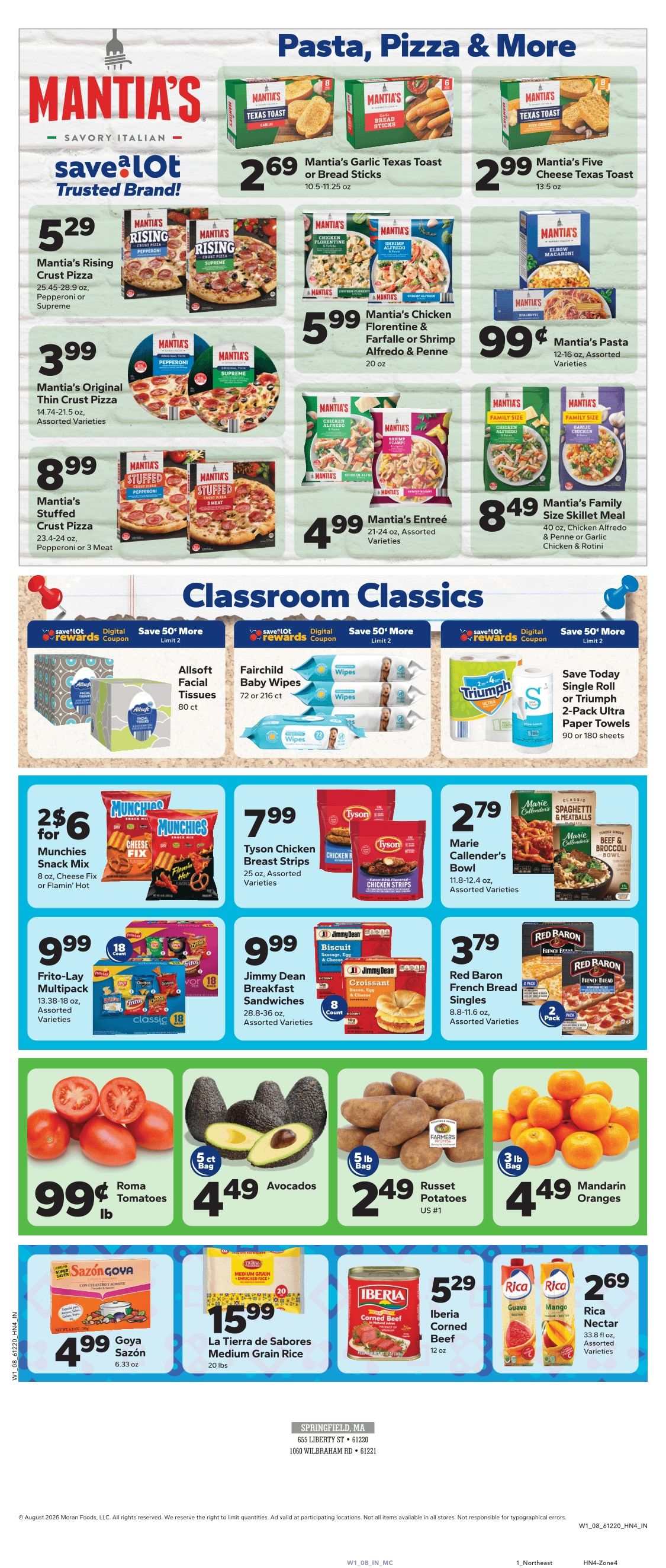 Save a Lot Food Stores (Springfield Area, MA) Weekly Ad August 5 - 11, 2026