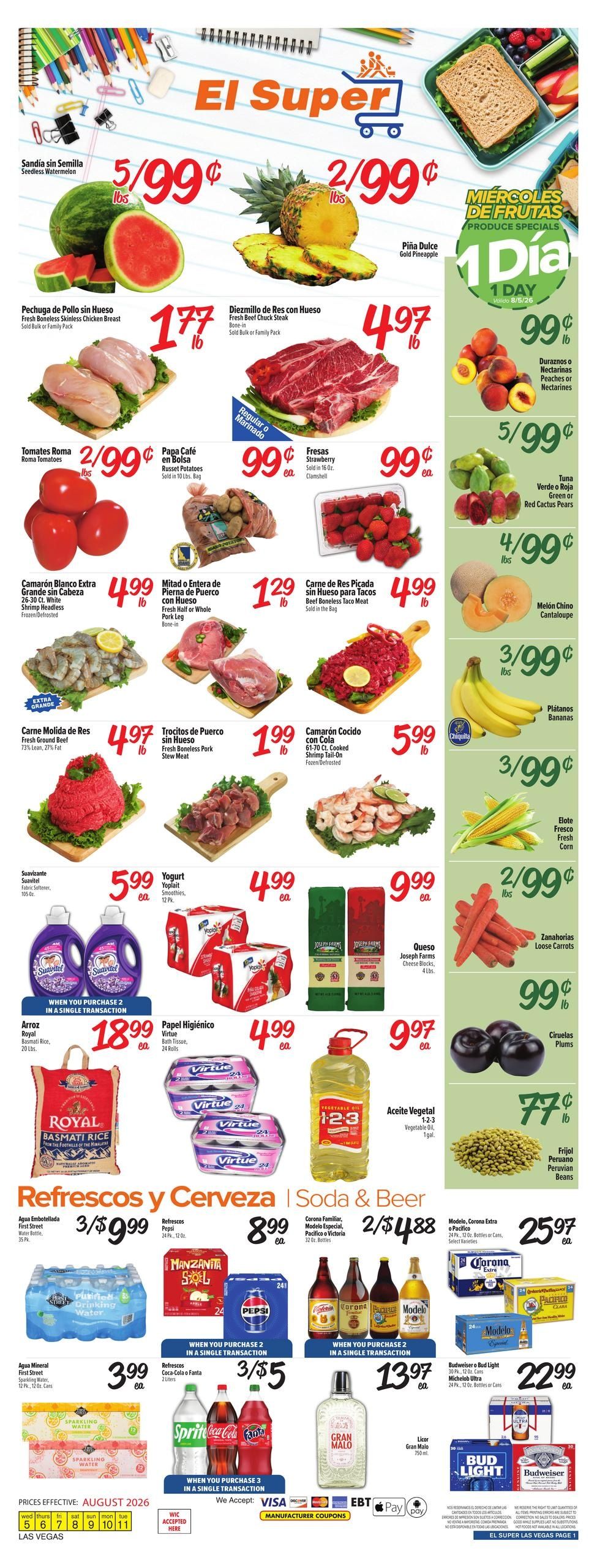 El Super (North Las Vegas–Las Vegas Area, NV) Weekly Ad August 5 - 11, 2026