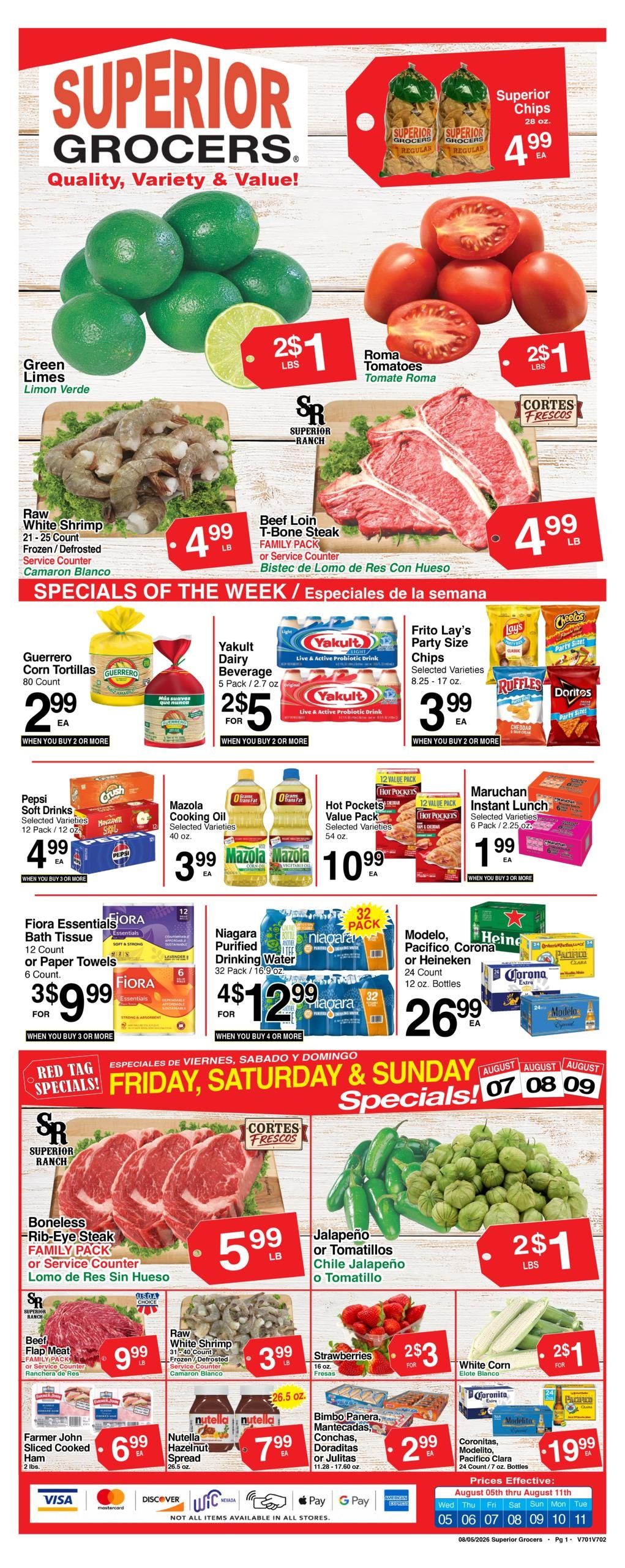 Superior Grocers (North Las Vegas–Las Vegas Area, NV) Weekly Specials Weekly Ad August 5 - 11, 2026