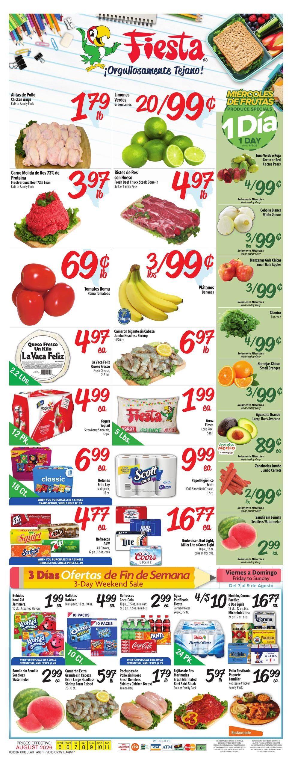 Fiesta Mart (Austin–Manchaca Area, TX) Weekly Ad August 5 - 11, 2026
