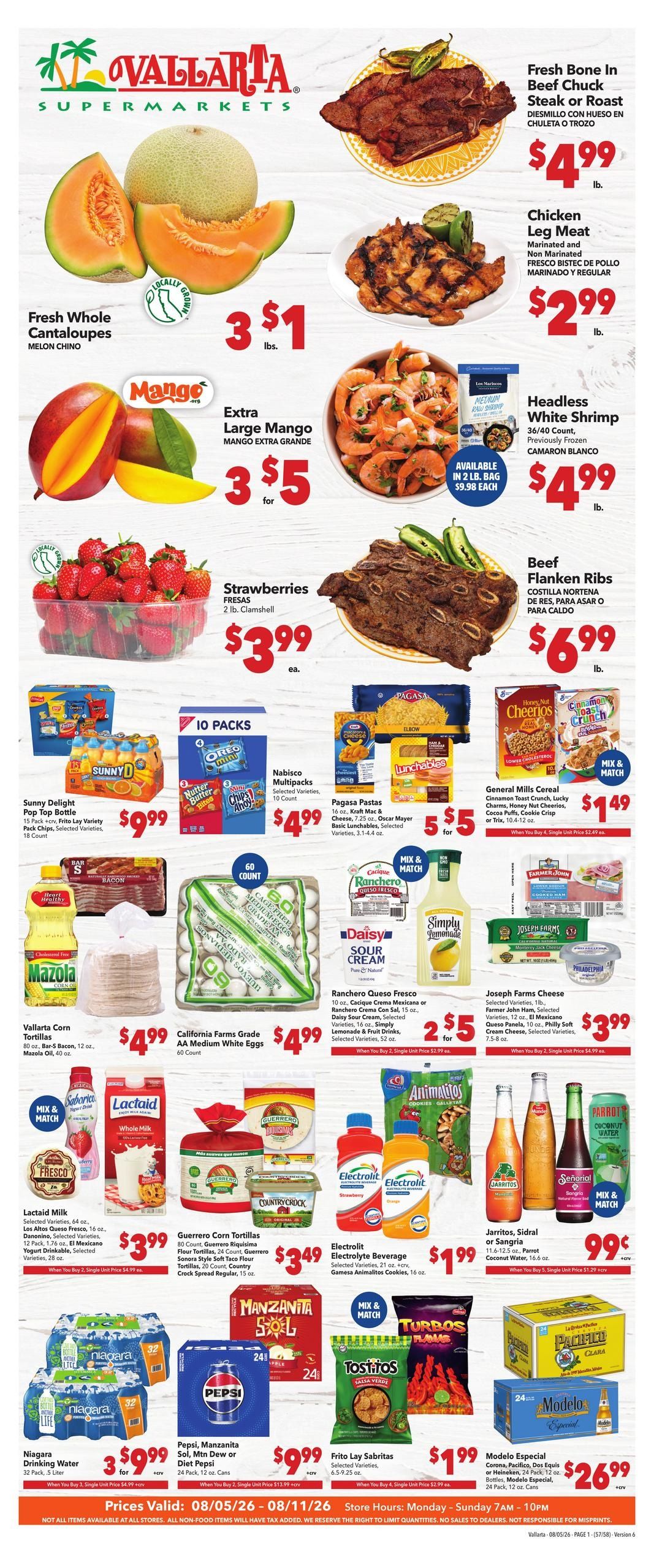 Vallarta Supermarkets (Los Gatos Area, CA) Grocery Savings Weekly Ad August 5 - 11, 2026