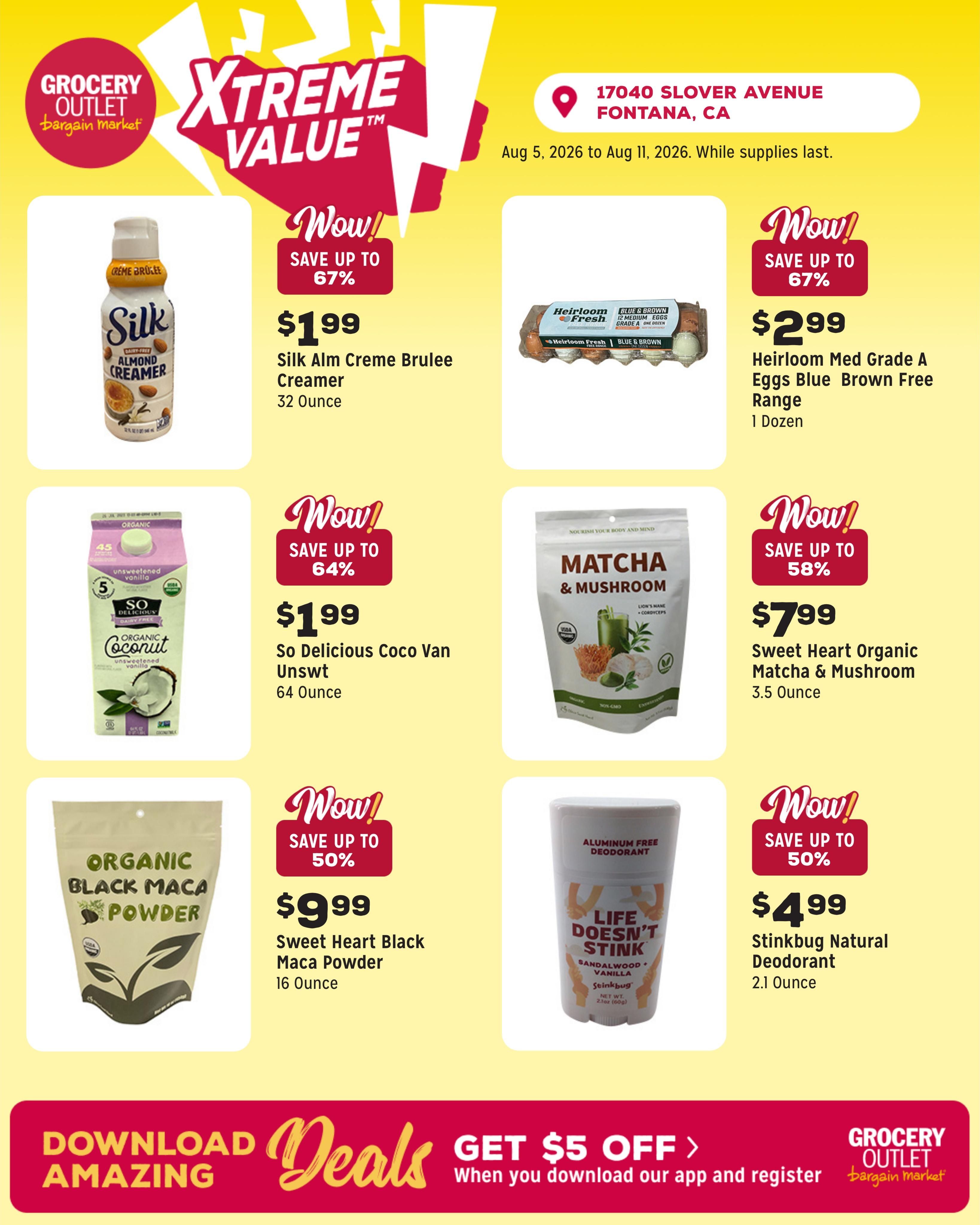 Grocery Outlet (Fontana Area, CA) Weekly Ad August 5 - 11, 2026