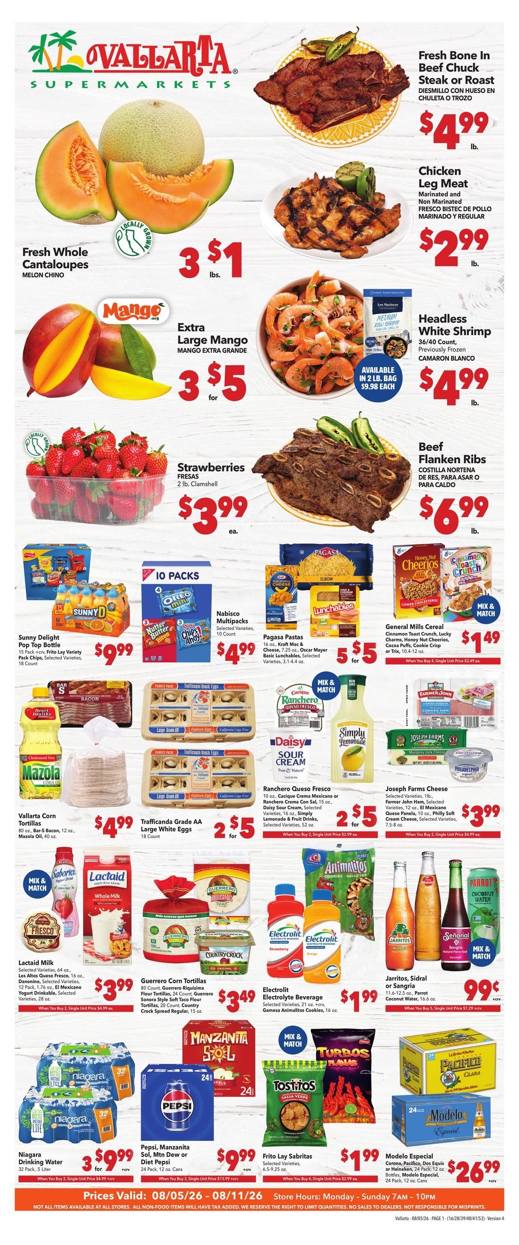 Vallarta Supermarkets (Bakersfield Area, CA) Grocery Savings Weekly Ad August 5 - 11, 2026
