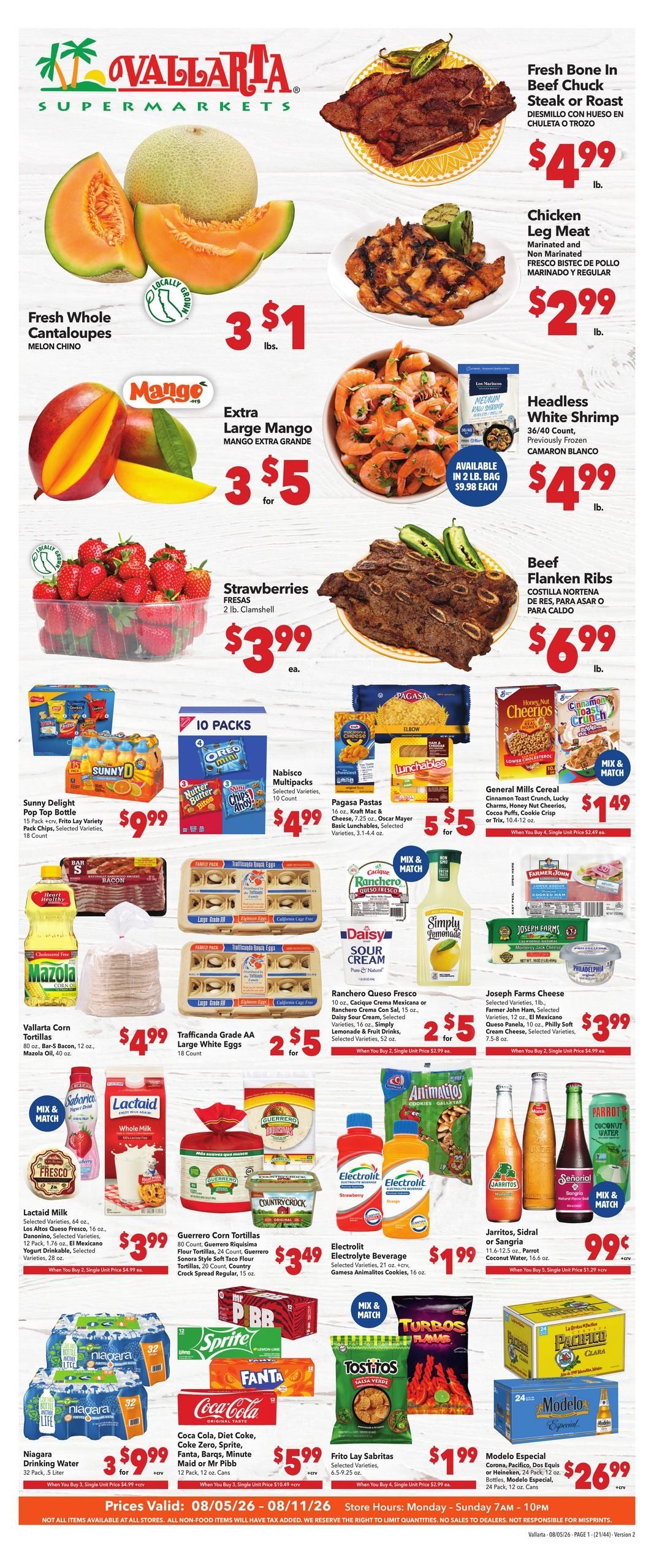 Vallarta Supermarkets (Oxnard-Ventura Area, CA) Grocery Savings Weekly Ad August 5 - 11, 2026