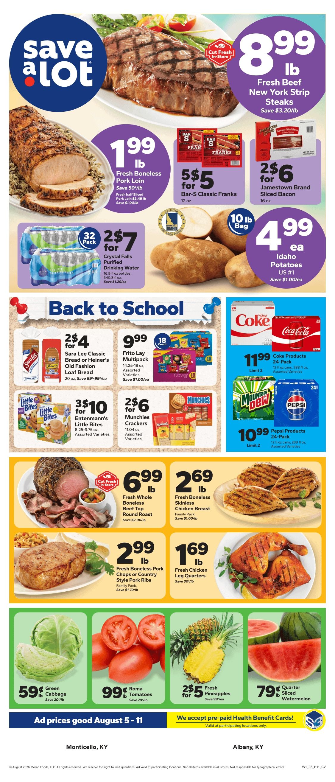 Save a Lot Food Stores (Albany and Monticello, KY) Weekly Ad August 5 - 11, 2026