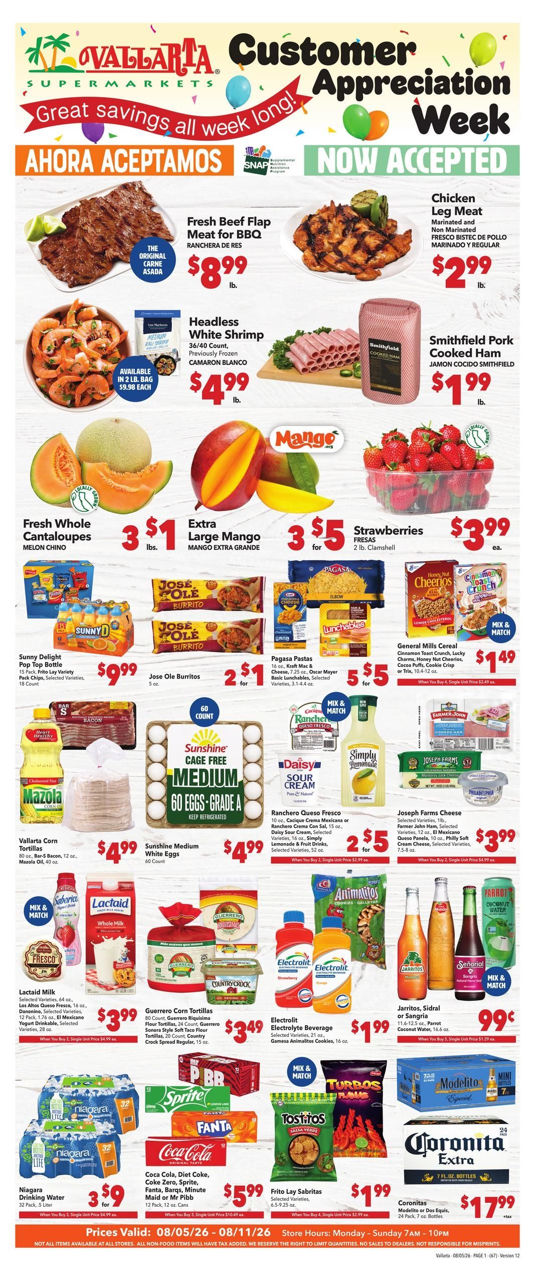 Vallarta Supermarkets (Avondale–Phoenix Area, AZ) Grocery Savings Weekly Ad August 5 - 11, 2026