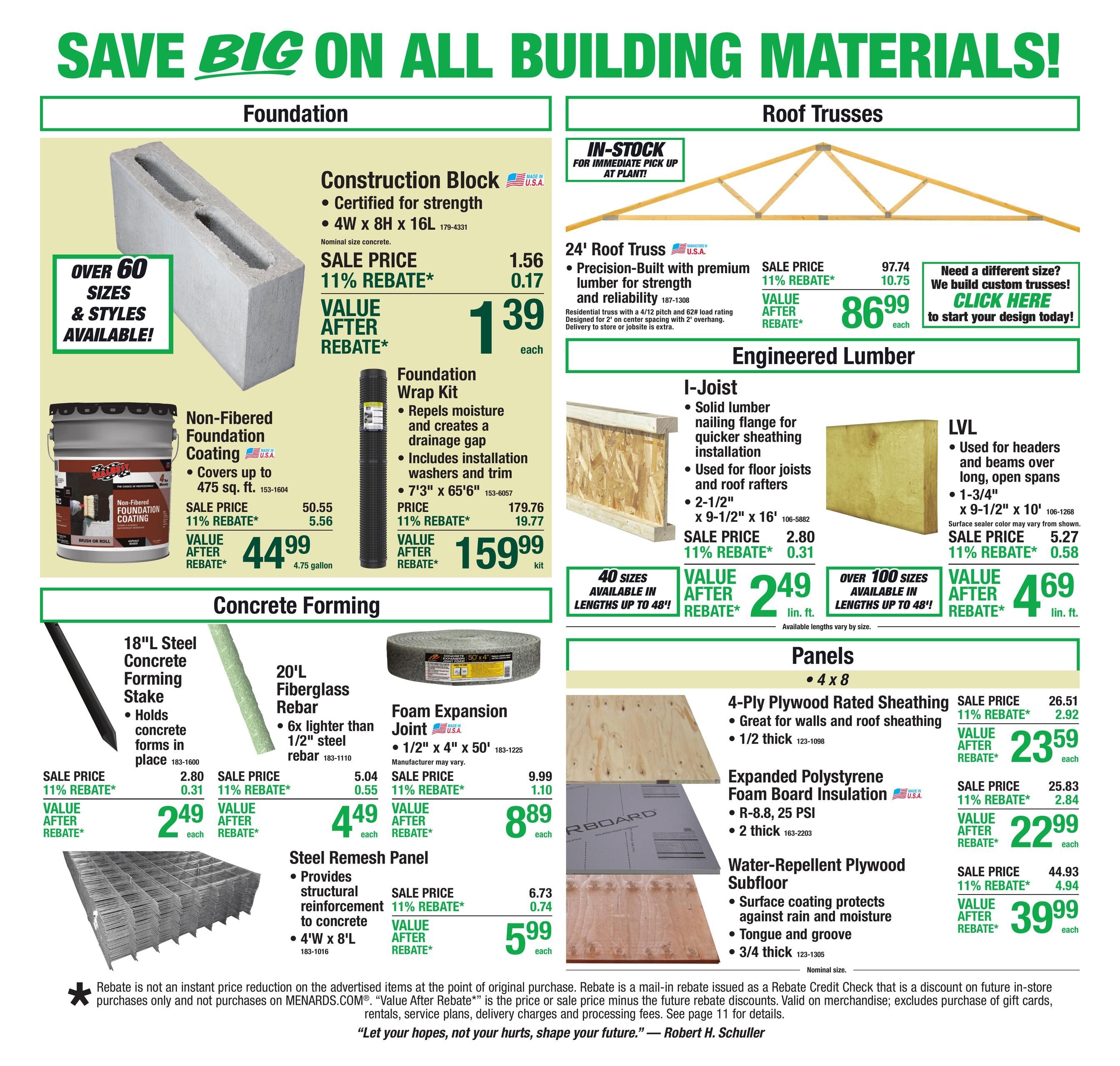 Menards (Peoria–Creve Coeur Area, IL) 11% Rebate Sale Weekly Ad August 5 - 17, 2026