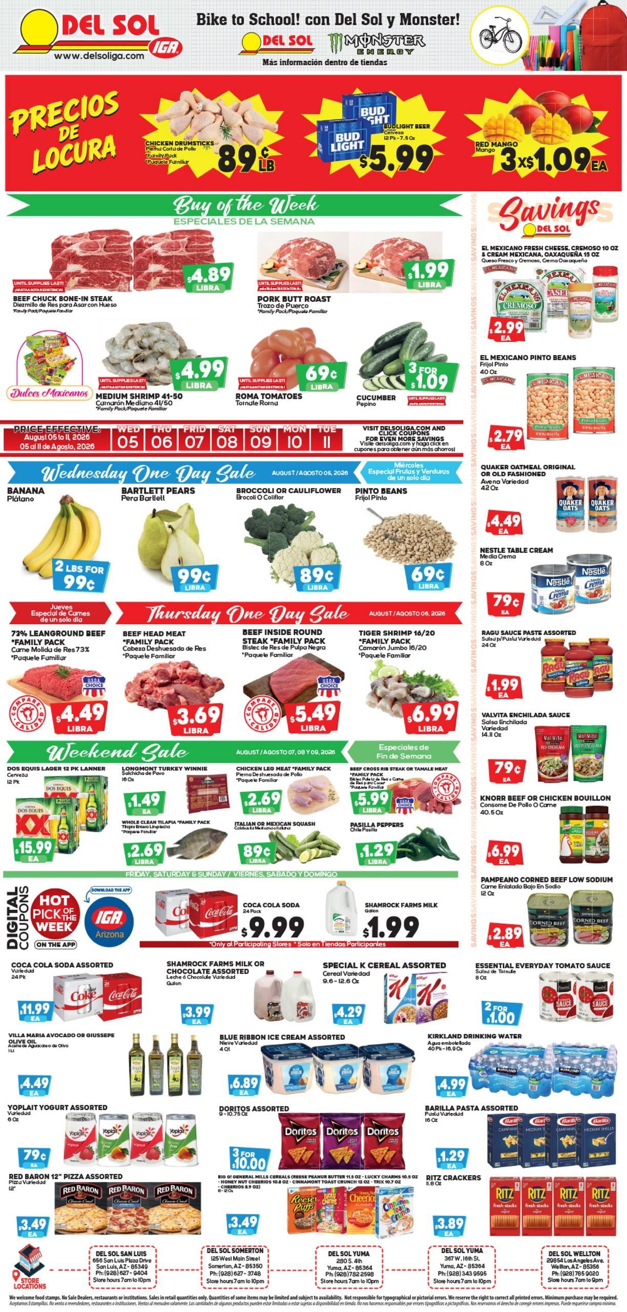 Del Sol IGA (Yuma–Holtville Area, AZ–CA) Weekly Ad August 5 - 11, 2026