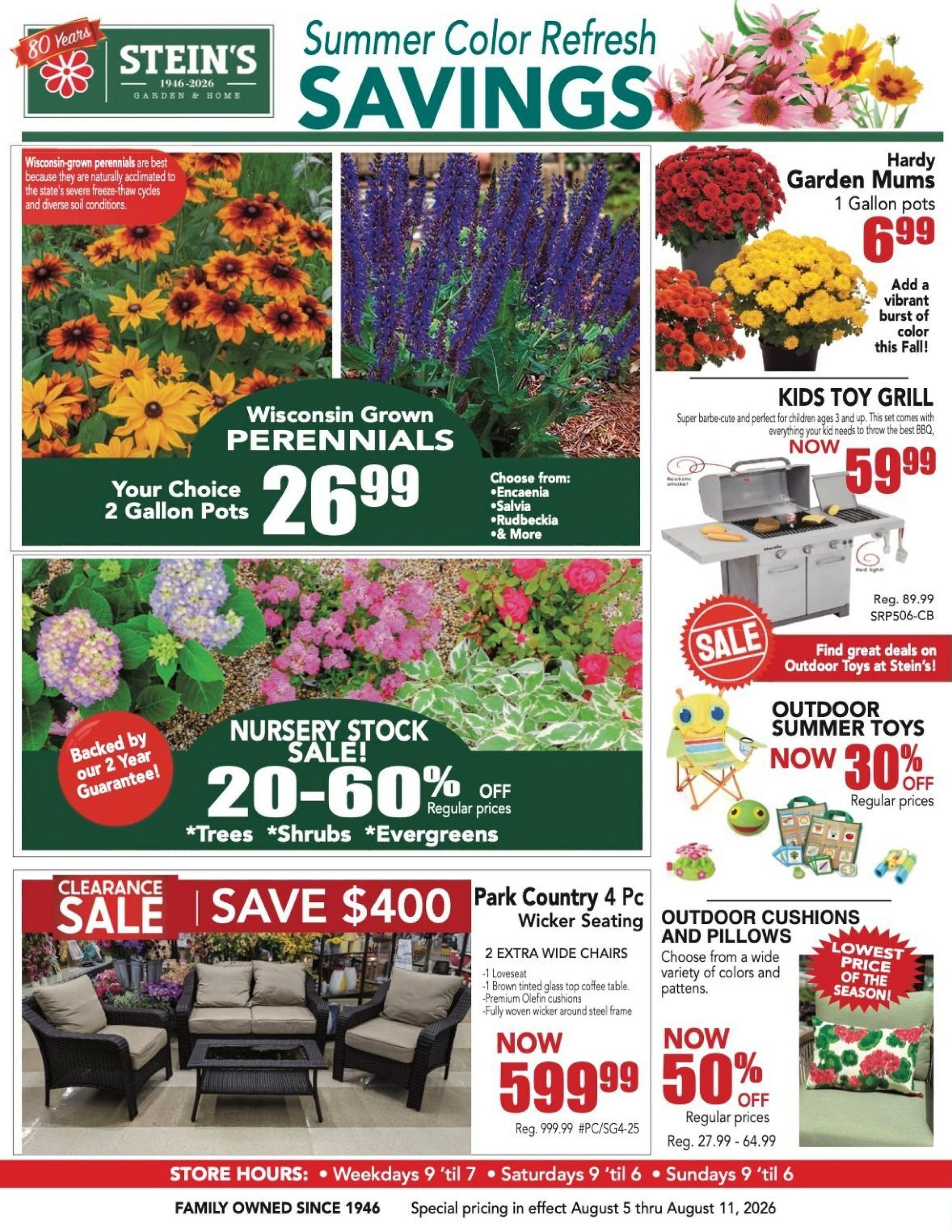 Stein's Garden and Home (Milwaukee–Green Bay Area, WI) Weekly Ad August 5 - 11, 2026
