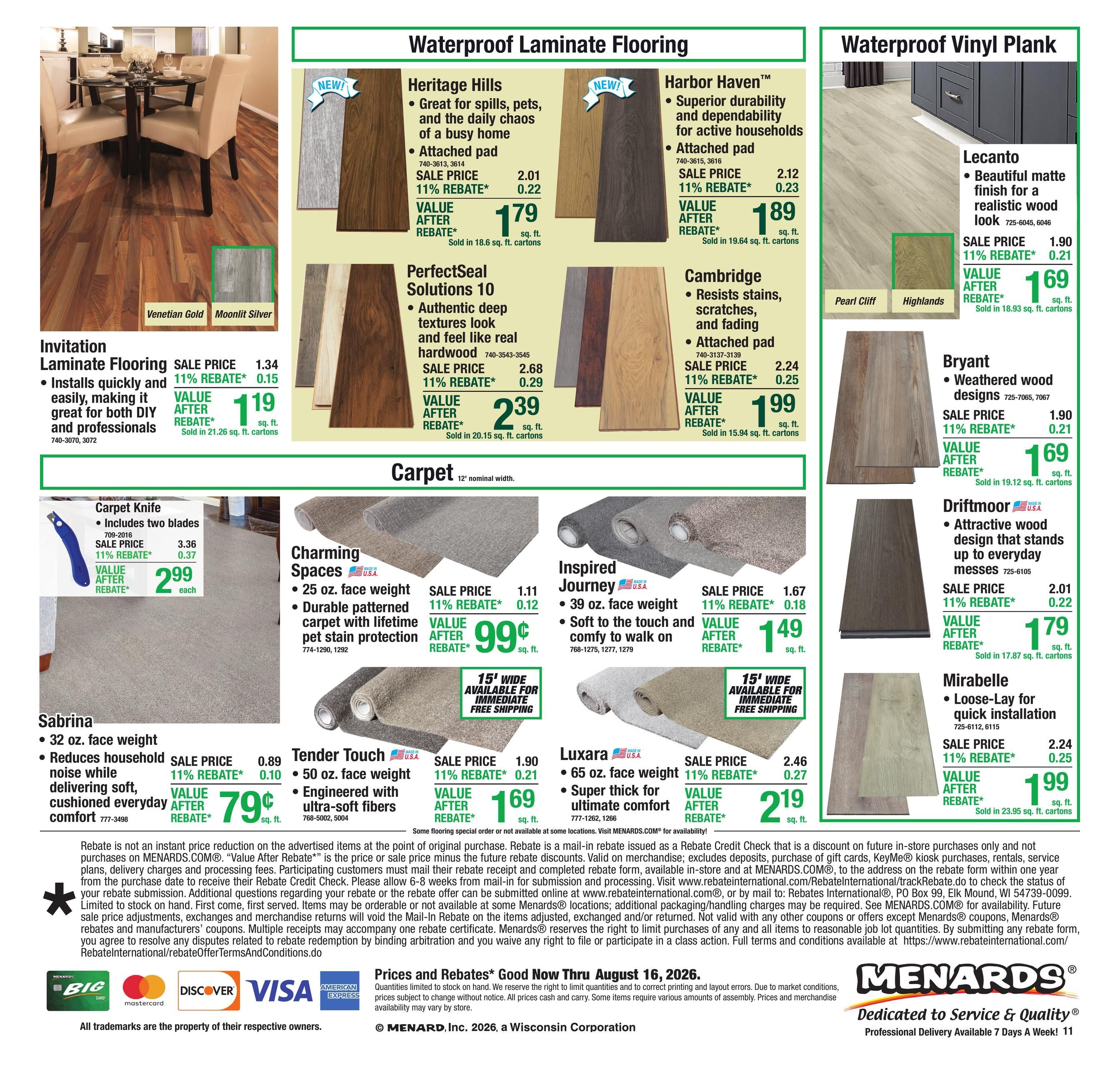 Menards (Barnesville Area, MN) 11% Rebate Sale Weekly Ad August 5 - 17, 2026