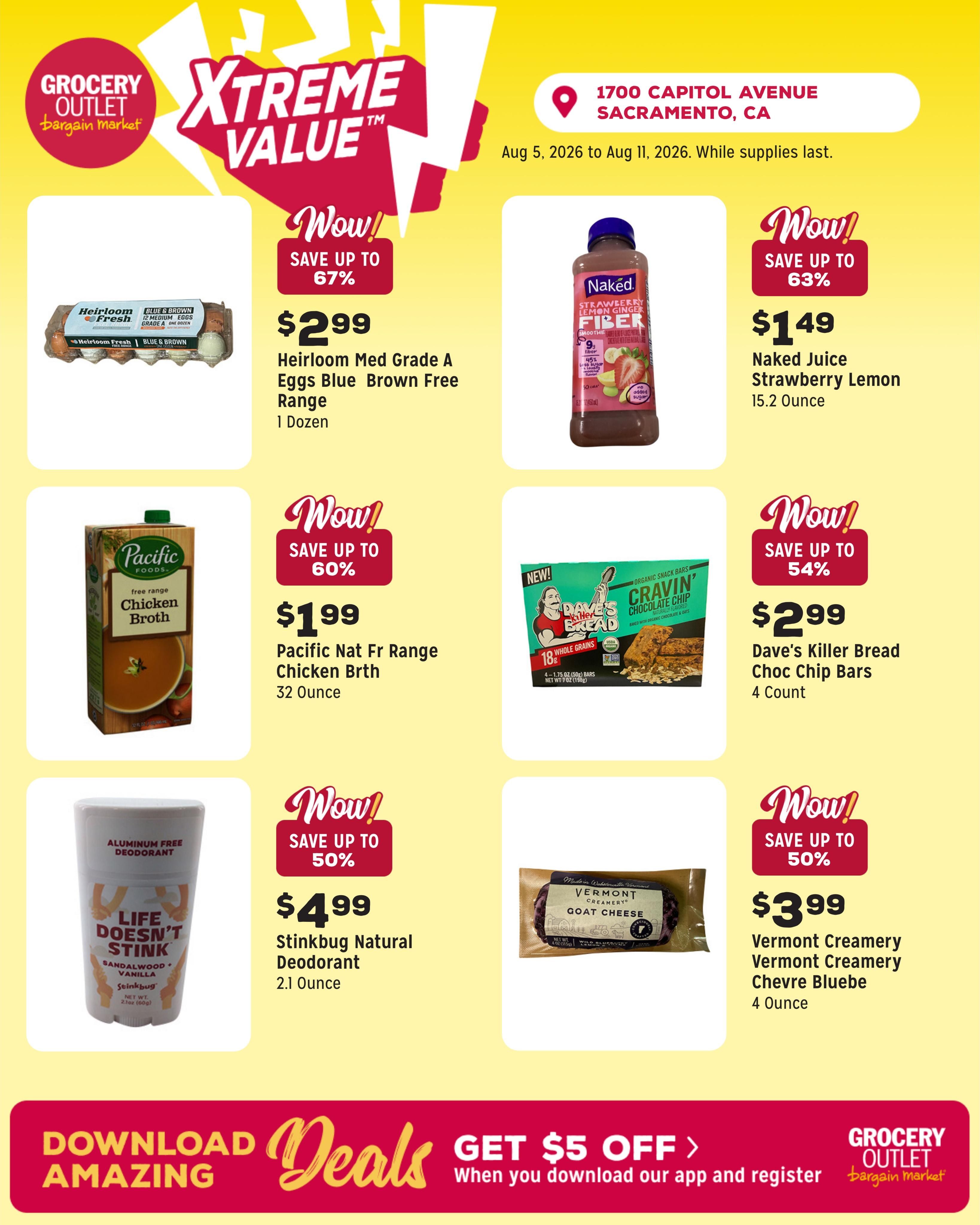 Grocery Outlet (Sacramento Area, CA) Weekly Ad August 5 - 11, 2026
