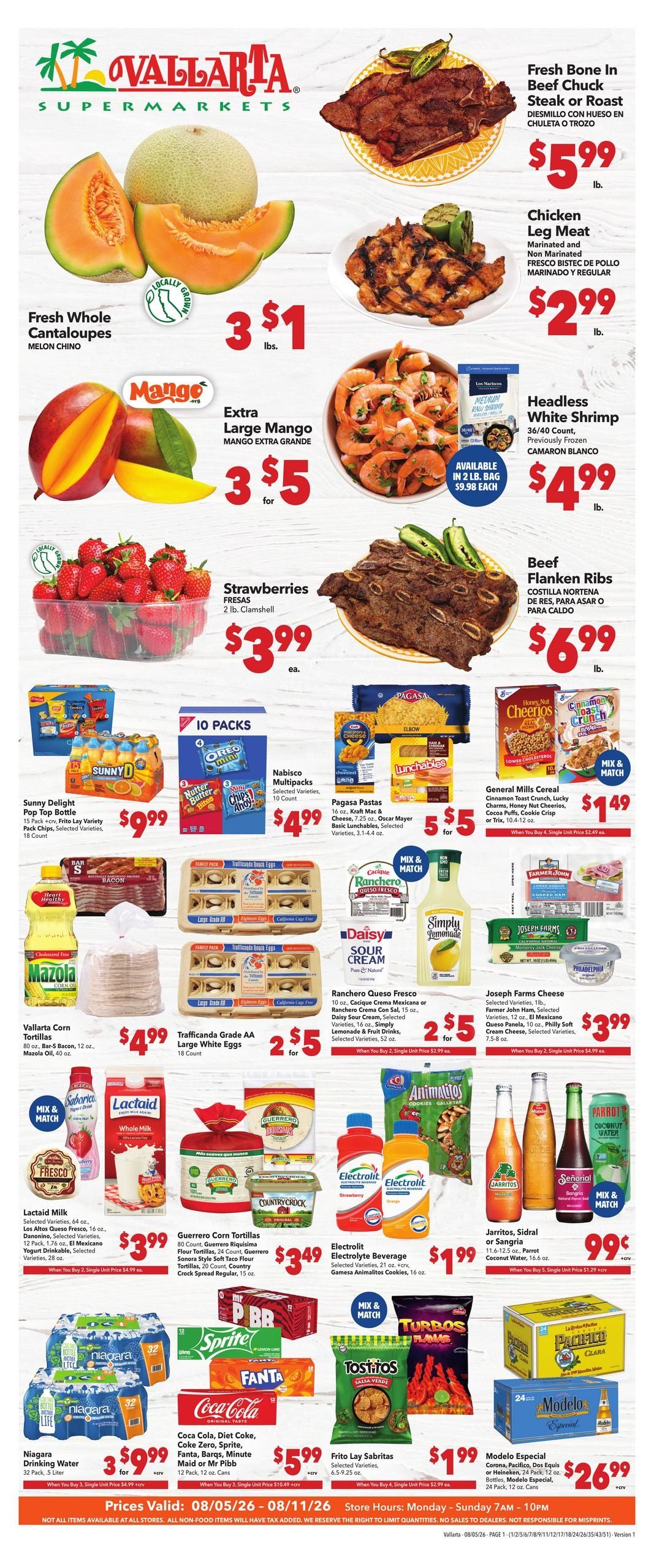 Vallarta Supermarkets (Alhambra Area, CA) Grocery Savings Weekly Ad August 5 - 11, 2026