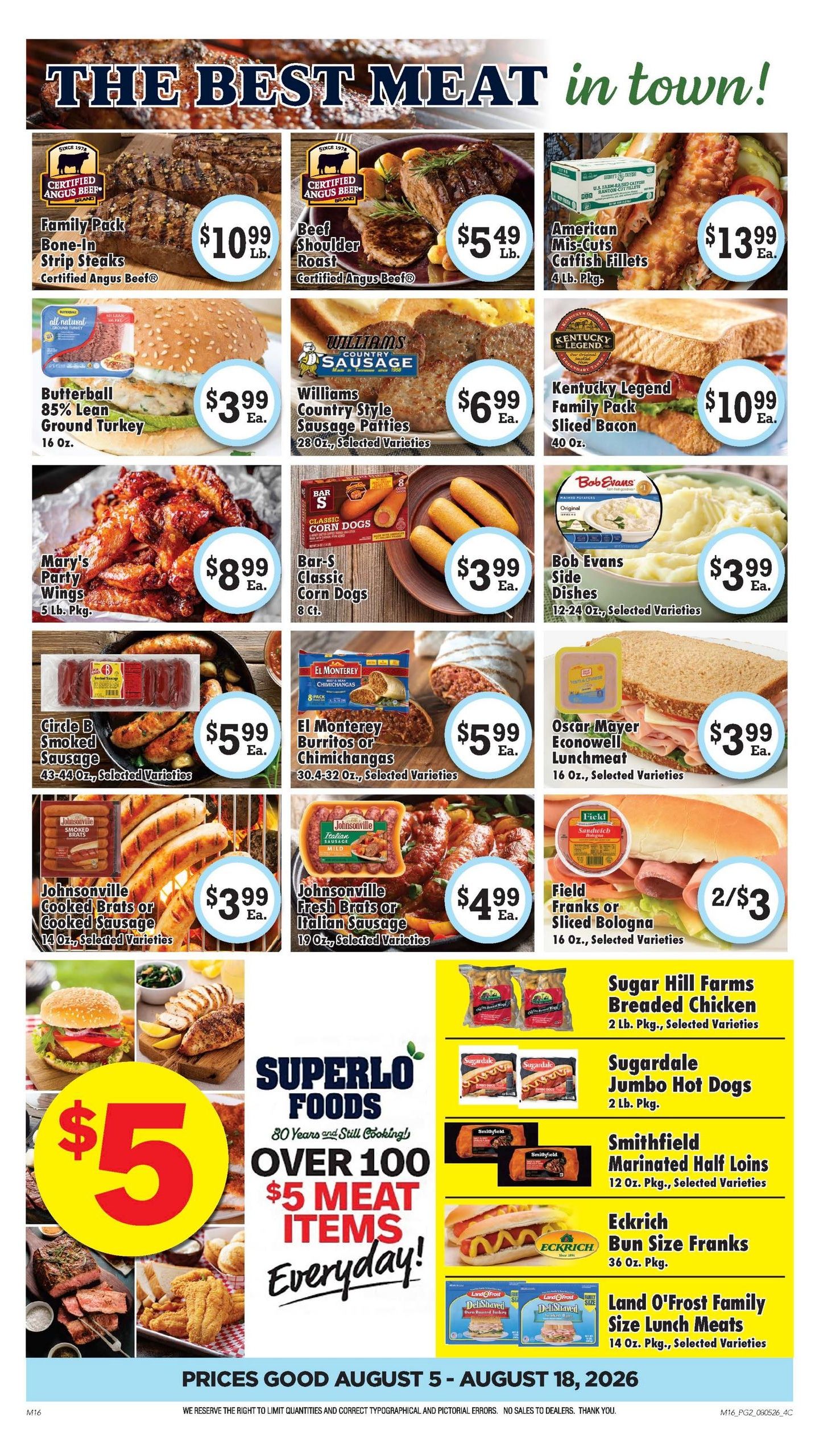 Superlo Foods (AR, MS, TN) Weekly Ad August 5 - 18, 2026
