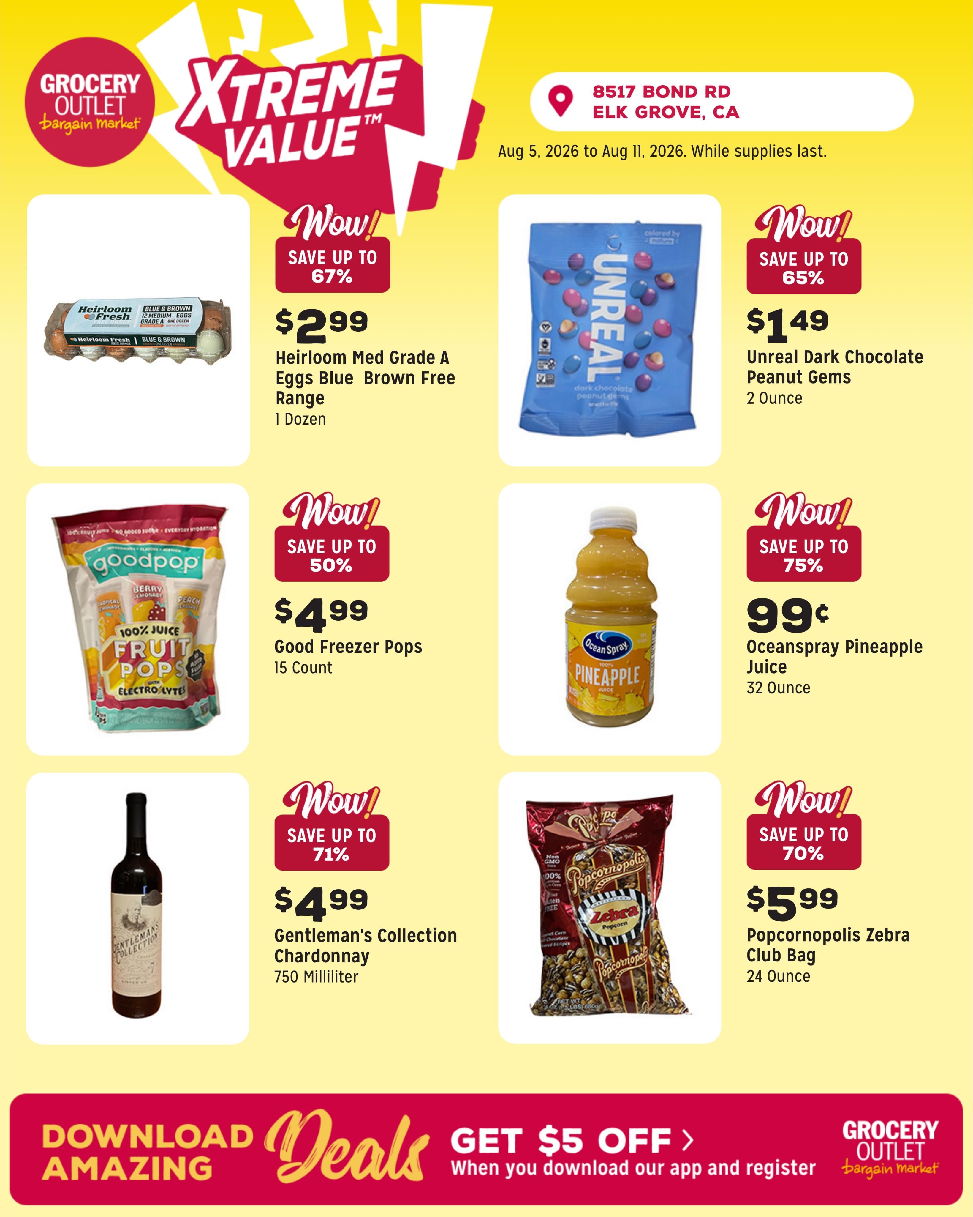 Grocery Outlet (Elk Grove Area, CA) Weekly Ad August 5 - 11, 2026