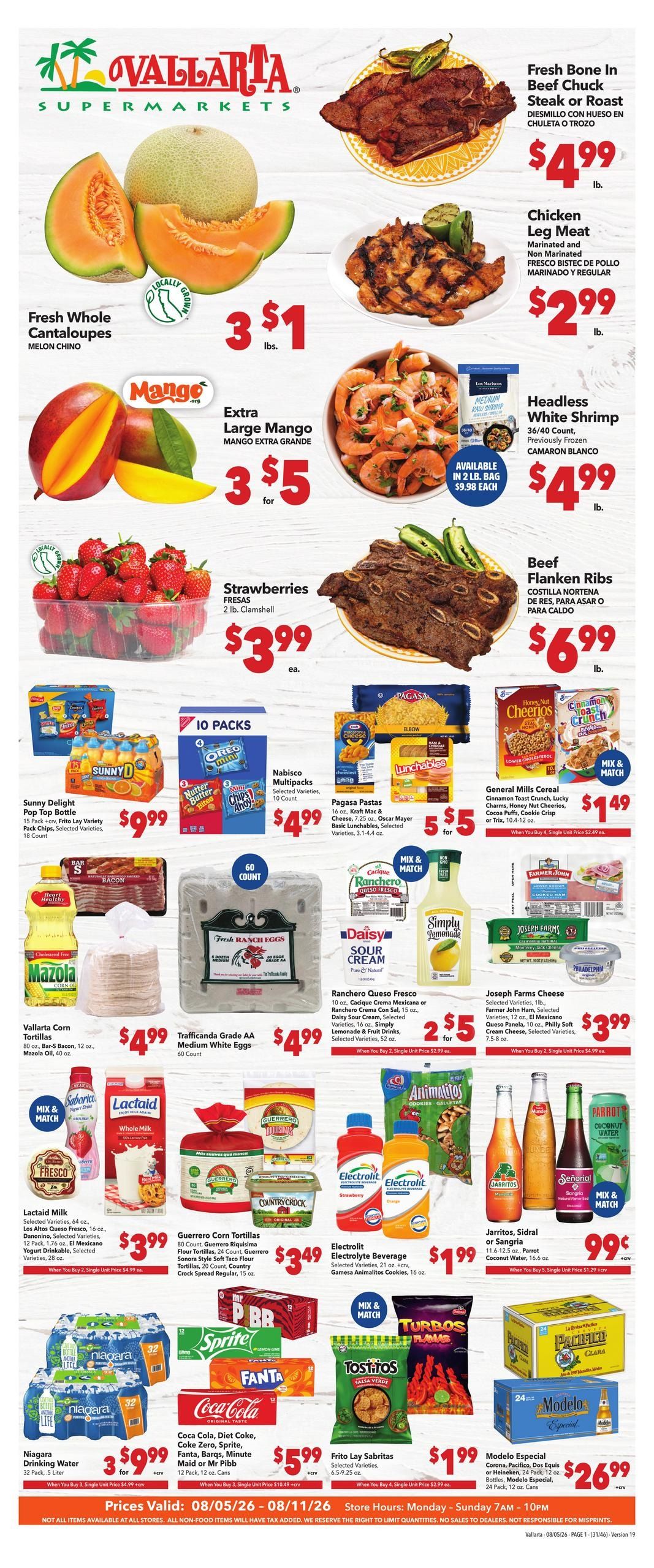 Vallarta Supermarkets (Santa Maria Area, CA) Grocery Savings Weekly Ad August 5 - 11, 2026