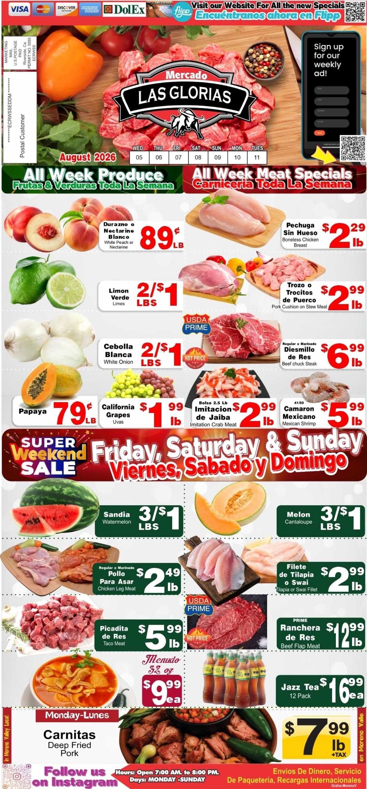 Mercado Las Glorias (Victorville–Corona Area, CA) Weekly Ad August 5 - 11, 2026