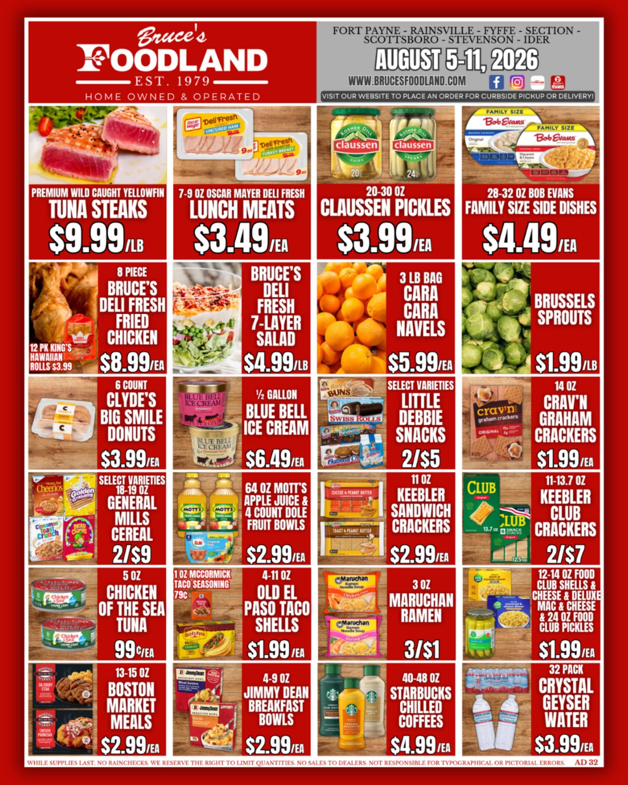 Bruce's Foodland (Huntsville–Chattanooga Area, AL–TN) Weekly Ad August 5 - 11, 2026