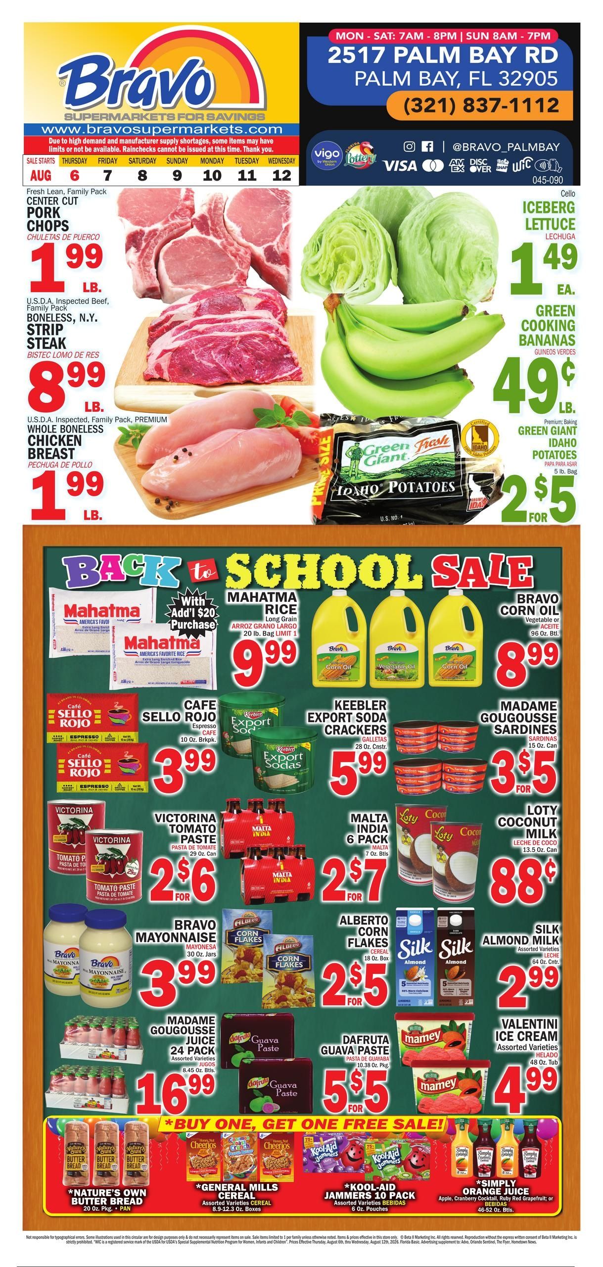 Bravo Supermarket (Palm Bay Area, FL) Bravo Florida Weekly Weekly Ad August 6 - 12, 2026
