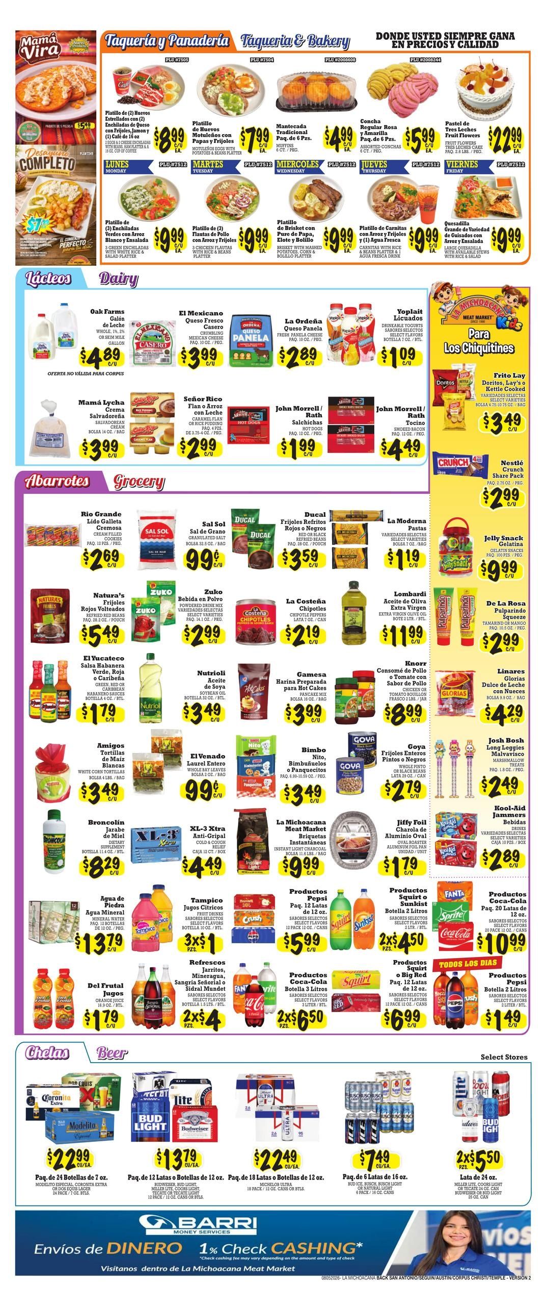 La Michoacana Meat Market (TX) Weekly Ad August 5 - 18, 2026