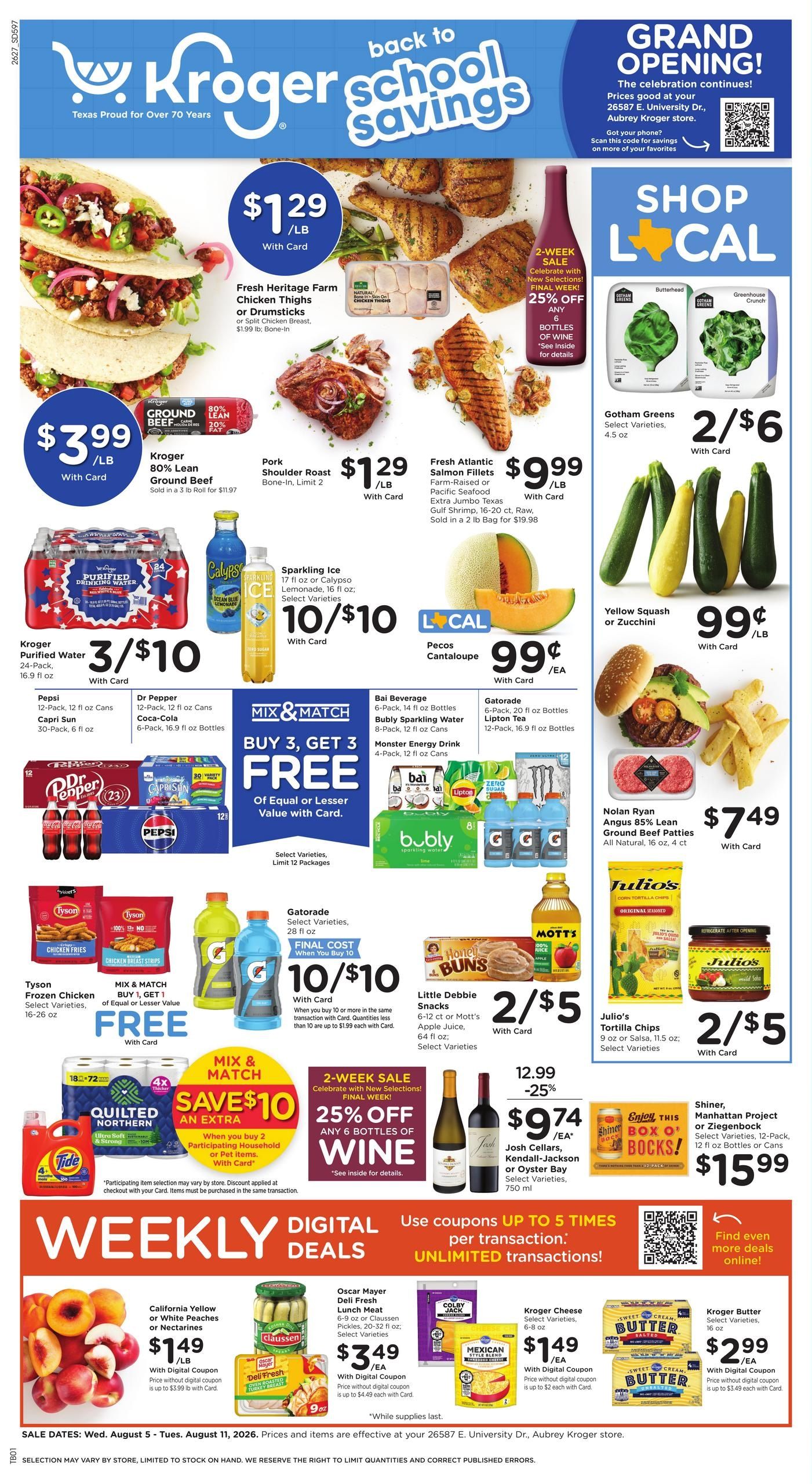 Kroger (Aubrey Area, TX) Weekly Ad August 5 - 11, 2026