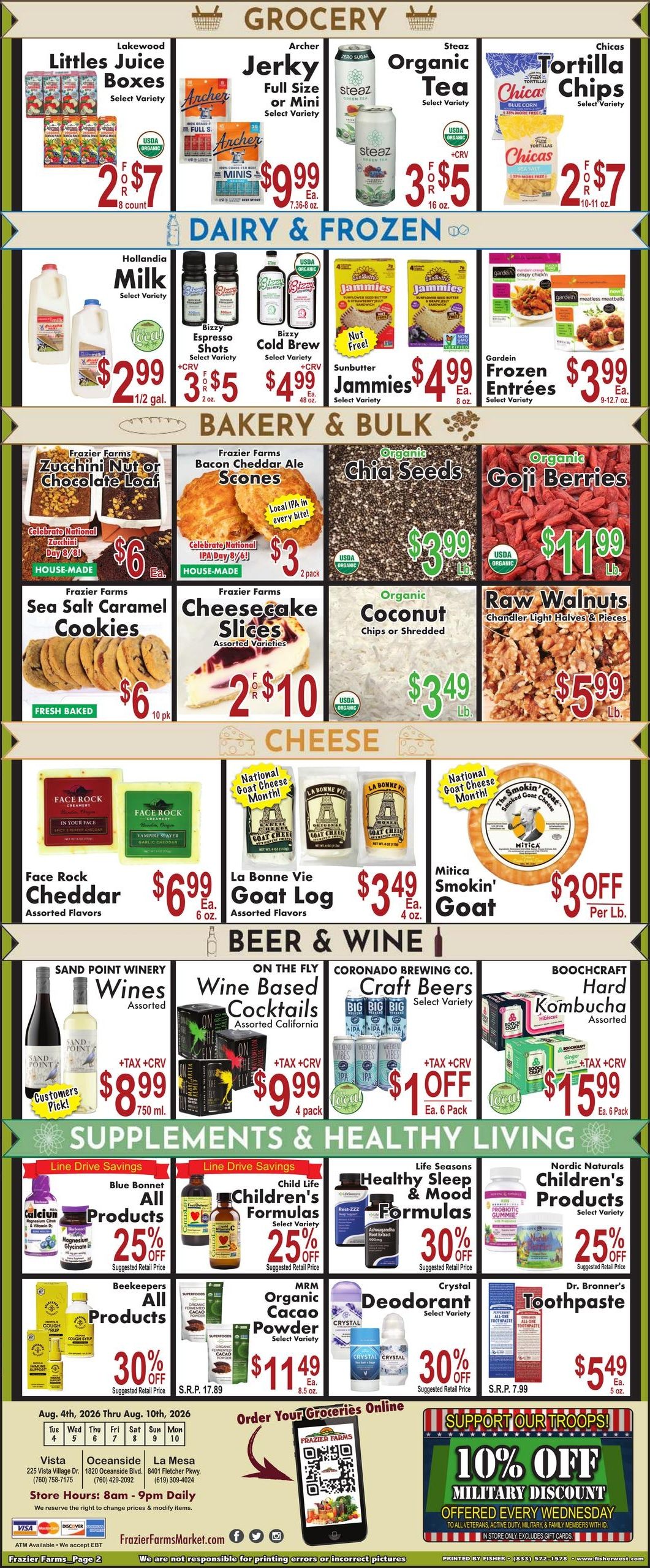 Frazier Farms Market Weekly Ad August 4 - 10, 2026