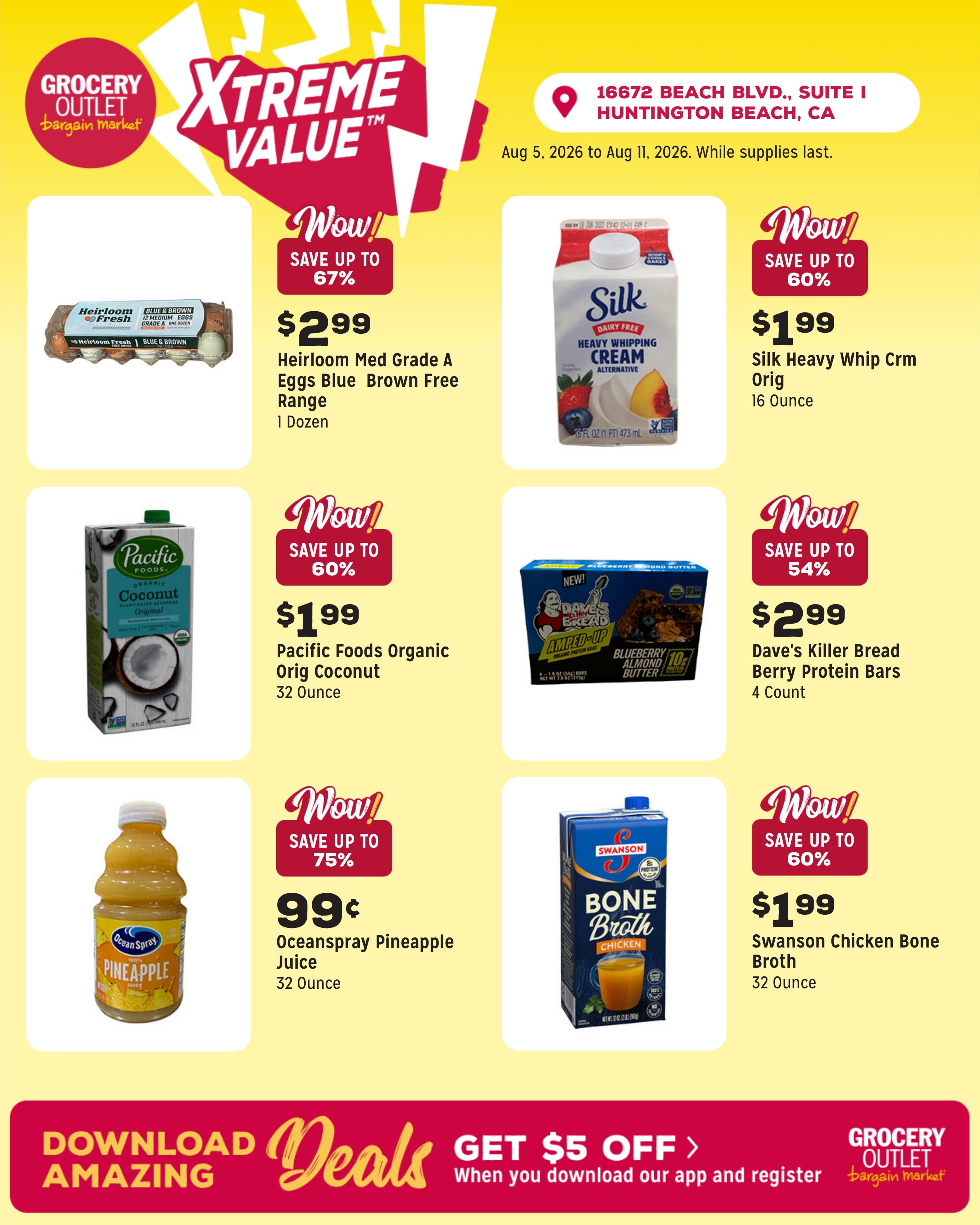 Grocery Outlet (Huntington Beach Area, CA) Weekly Ad August 5 - 11, 2026