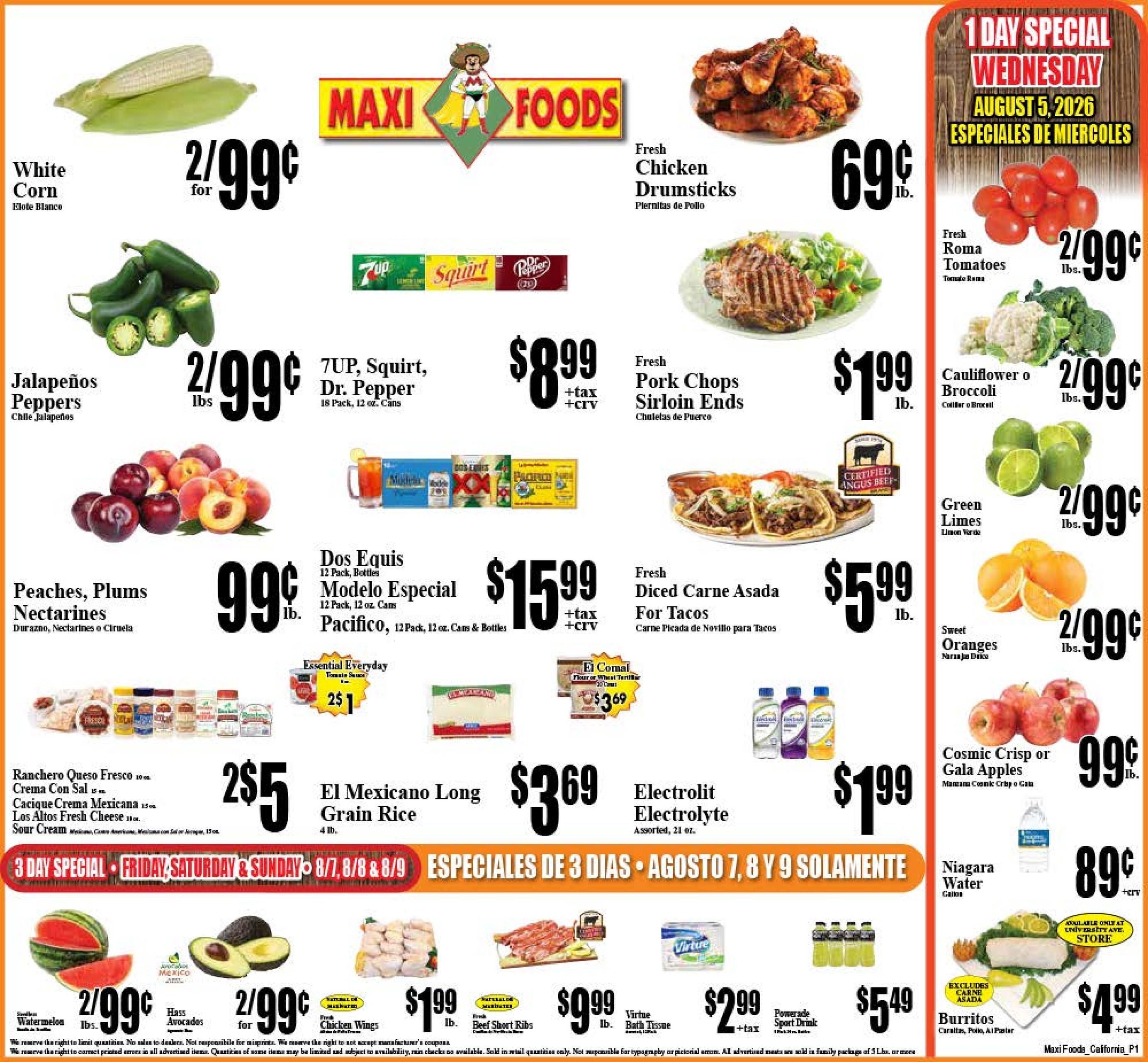 Maxi Foods Markets (Ontario–Corona Area, CA) Weekly Ad August 5 - 11, 2026