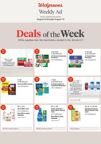 Walgreens (Huntington–Diboll Area, TX) Weekly Ad August 9 - 15, 2026