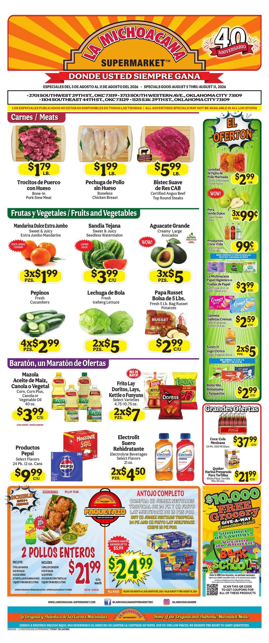 La Michoacana Supermarket (Oklahoma City–Norman Area, OK) Weekly Ad August 5 - 11, 2026