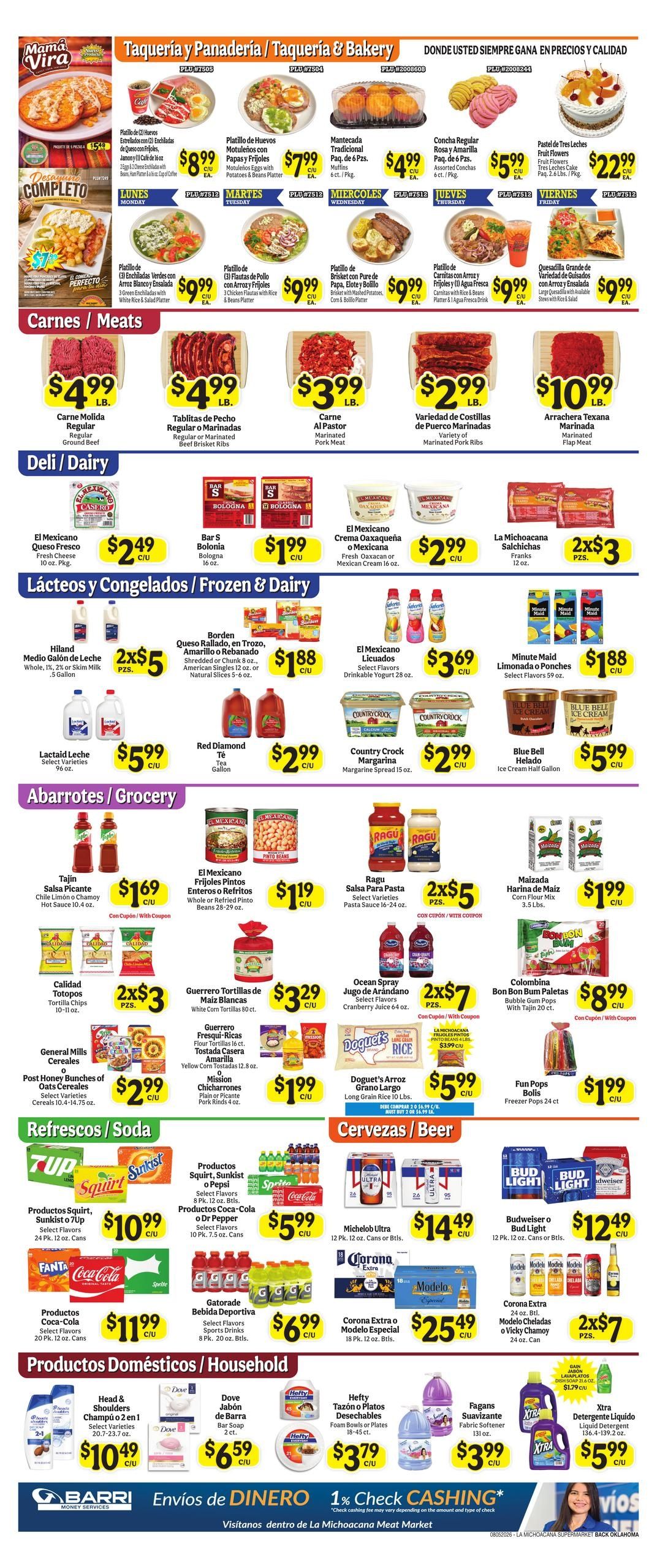 La Michoacana Supermarket (Oklahoma City–Norman Area, OK) Weekly Ad August 5 - 11, 2026