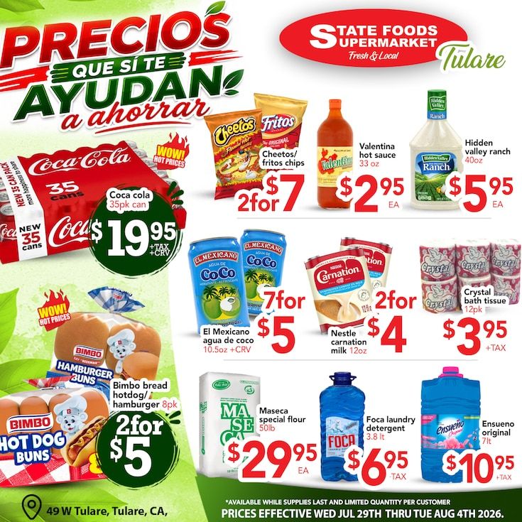 State Foods Supermarket (49 W Tulare Ave, Tulare, CA) Weekly Ad August 5 - 11, 2026