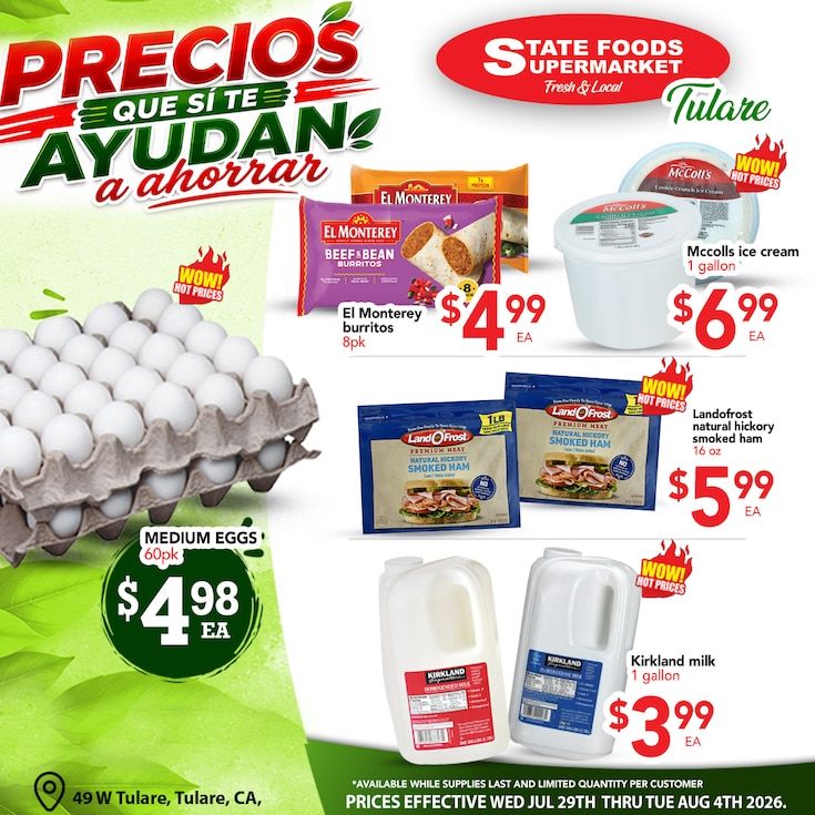 State Foods Supermarket (49 W Tulare Ave, Tulare, CA) Weekly Ad August 5 - 11, 2026
