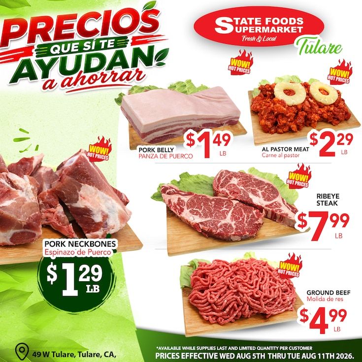 State Foods Supermarket (49 W Tulare Ave, Tulare, CA) Weekly Ad August 5 - 11, 2026