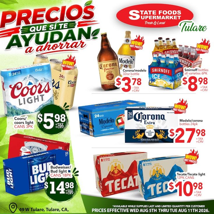 State Foods Supermarket (49 W Tulare Ave, Tulare, CA) Weekly Ad August 5 - 11, 2026