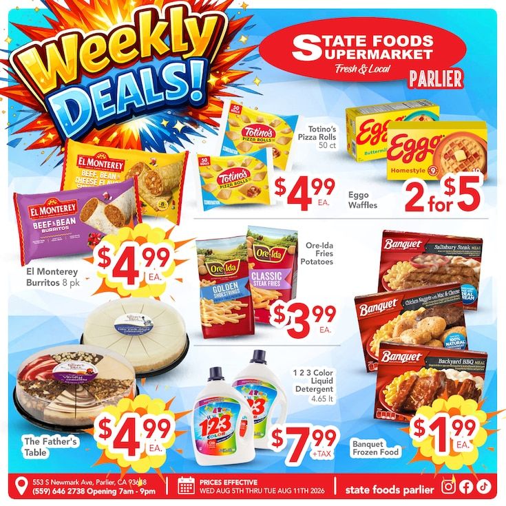 State Foods Supermarket (553 S. Newmark Ave., Parlier, CA) Weekly Ad August 5 - 11, 2026
