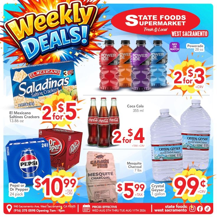 State Foods Supermarket (940 Sacramento Ave, West Sacramento, CA) Weekly Ad August 5 - 11, 2026