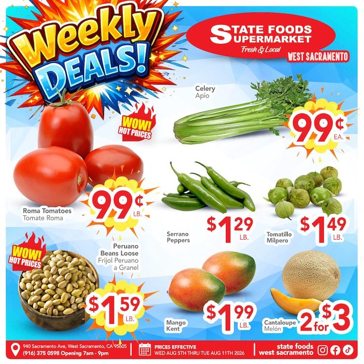 State Foods Supermarket (940 Sacramento Ave, West Sacramento, CA) Weekly Ad August 5 - 11, 2026