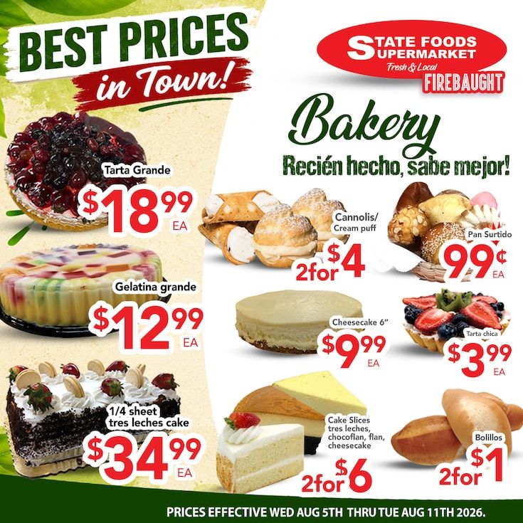 State Foods Supermarket (944 O St., Firebaugh, CA) Weekly Ad August 5 - 11, 2026