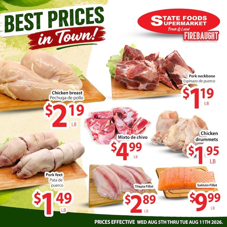 State Foods Supermarket (944 O St., Firebaugh, CA) Weekly Ad August 5 - 11, 2026
