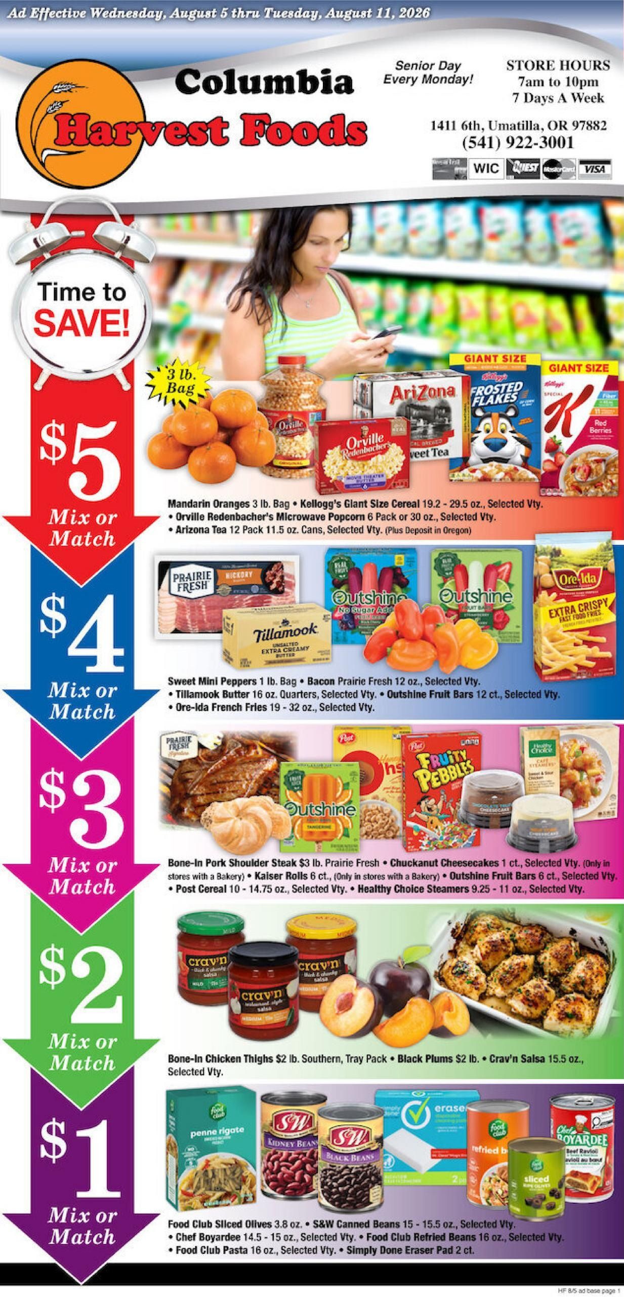 Harvest Foods (Boardman–Plymouth Area, OR–WA) Weekly Ad August 5 - 11, 2026
