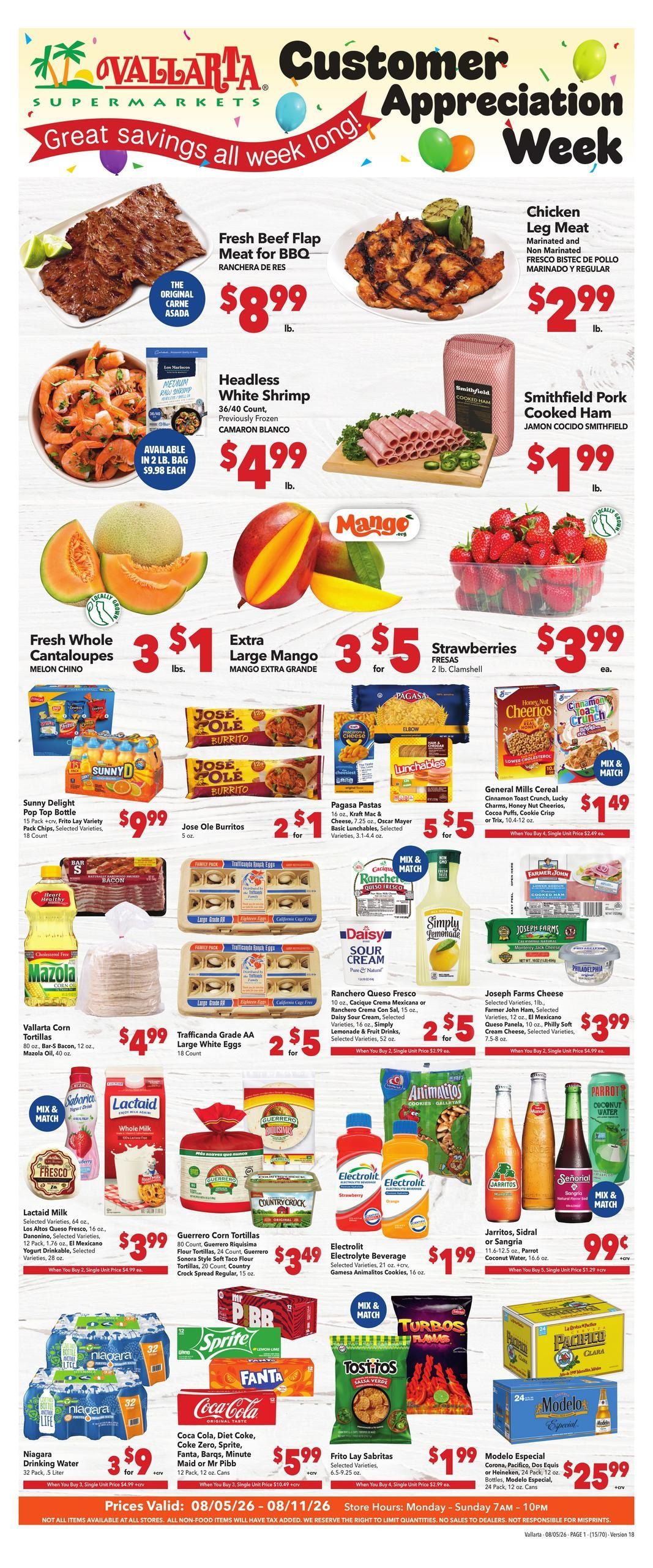 Vallarta Supermarkets (Duarte Area, CA) Grocery Savings Weekly Ad August 5 - 11, 2026