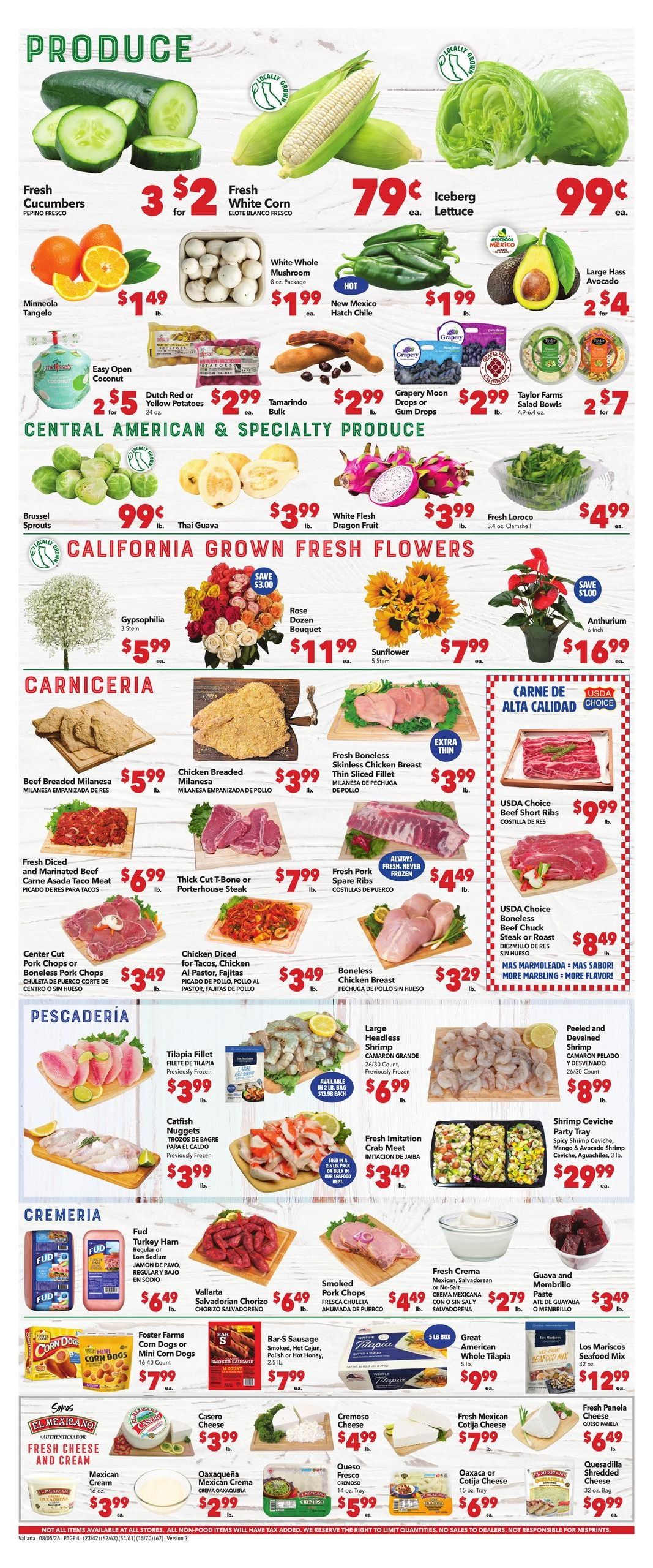 Vallarta Supermarkets (Duarte Area, CA) Grocery Savings Weekly Ad August 5 - 11, 2026