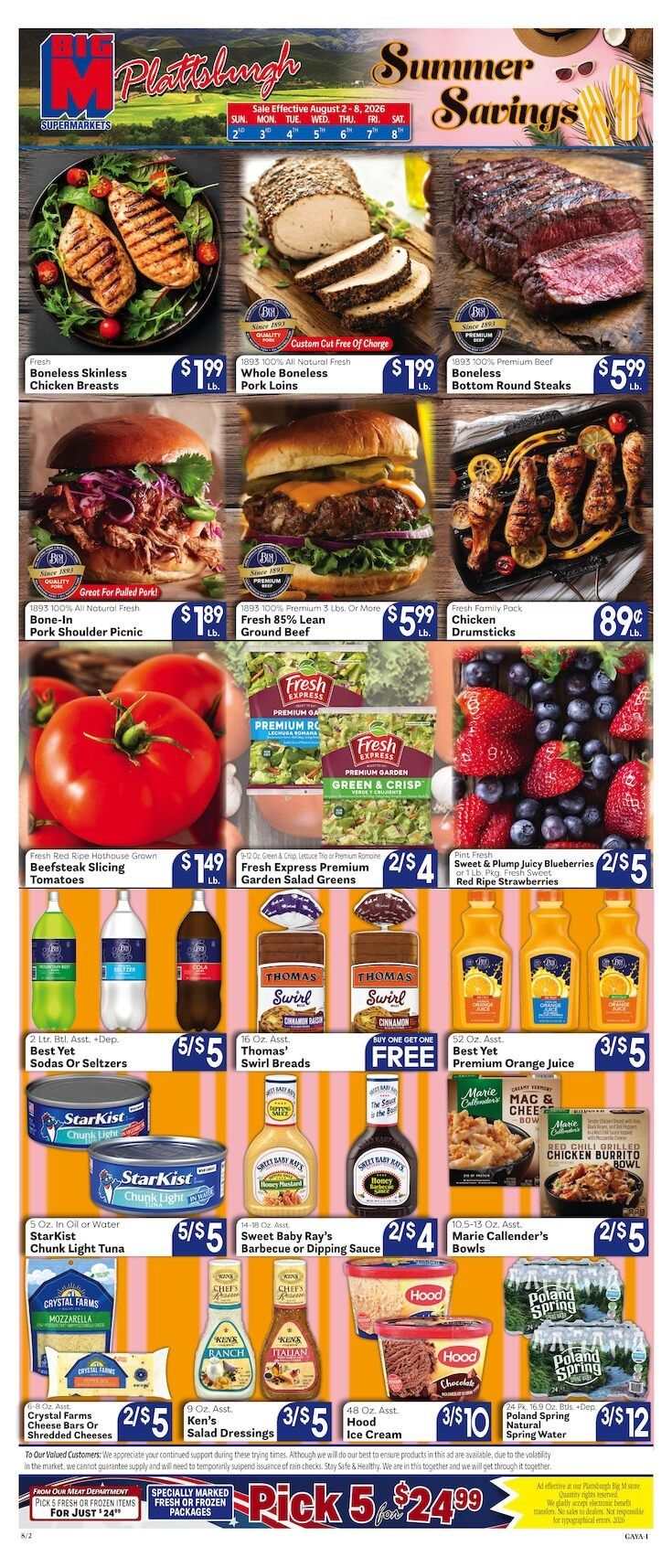 Big M Supermarkets (Plattsburgh, NY) Weekly Ad August 2 - 8, 2026