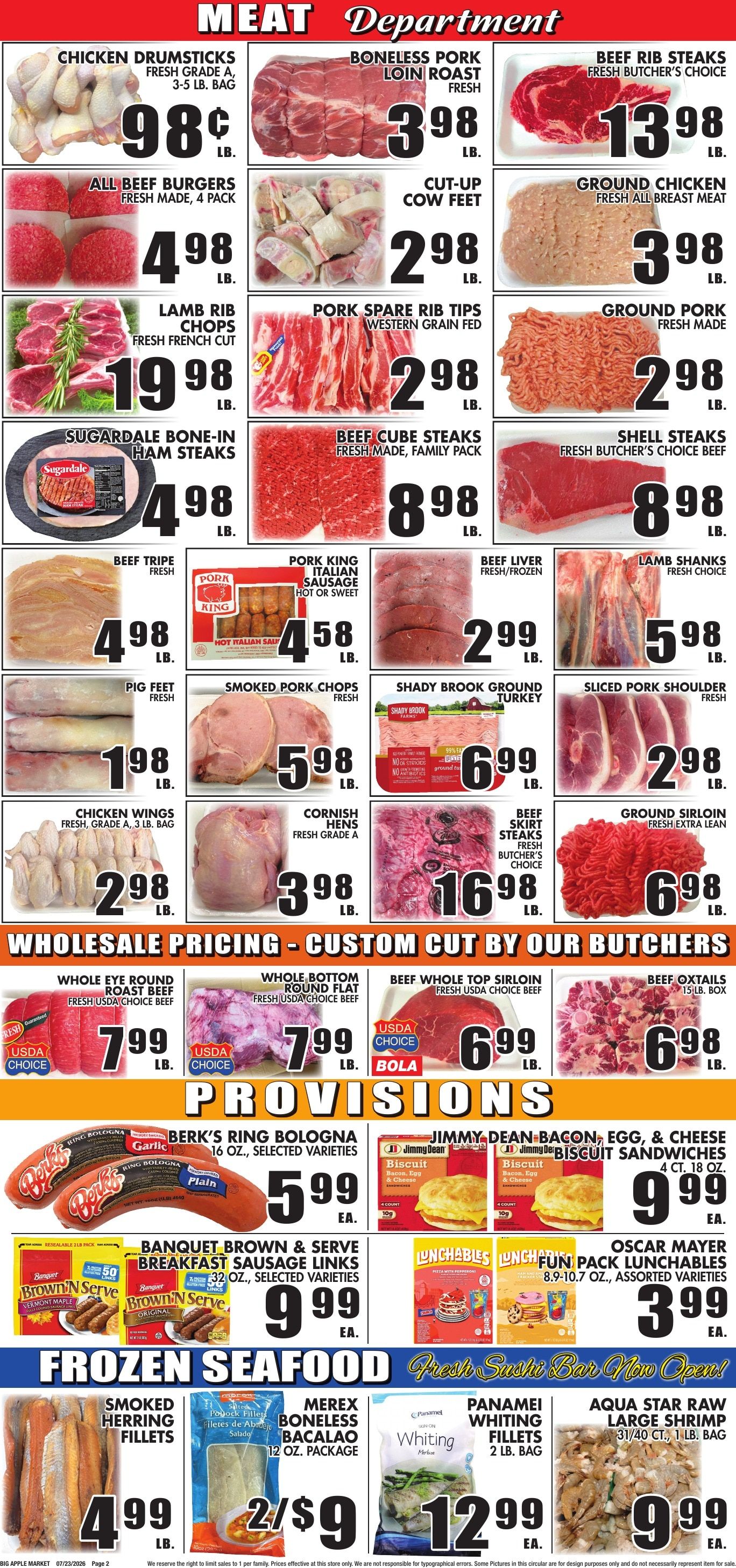 Big Apple Meat Market Weekly Ad July 23 - August 5, 2026